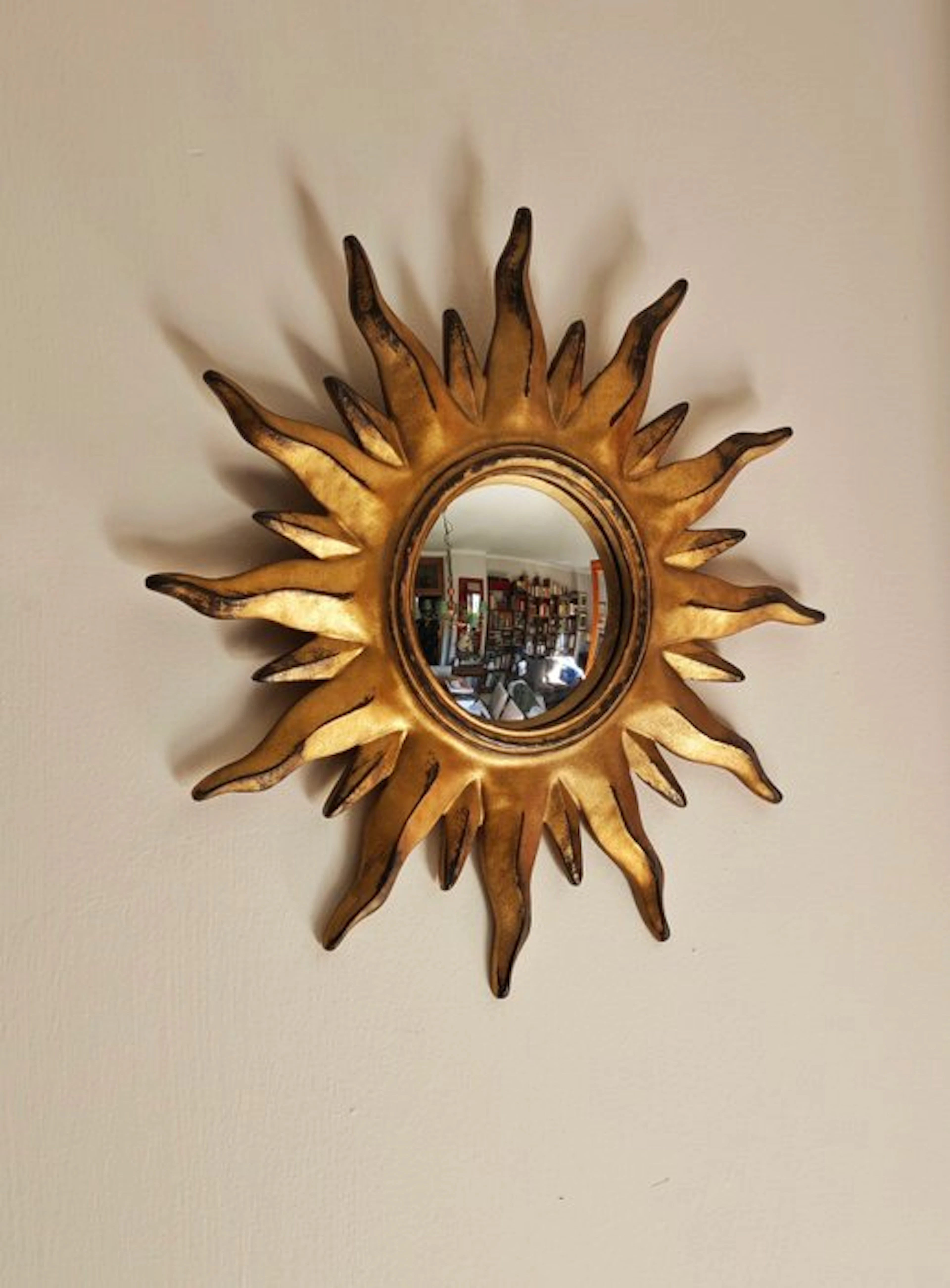 Wall mirror- Witch's Eye / Butler - Glass, Resin - Gold Convex Sun Mirror