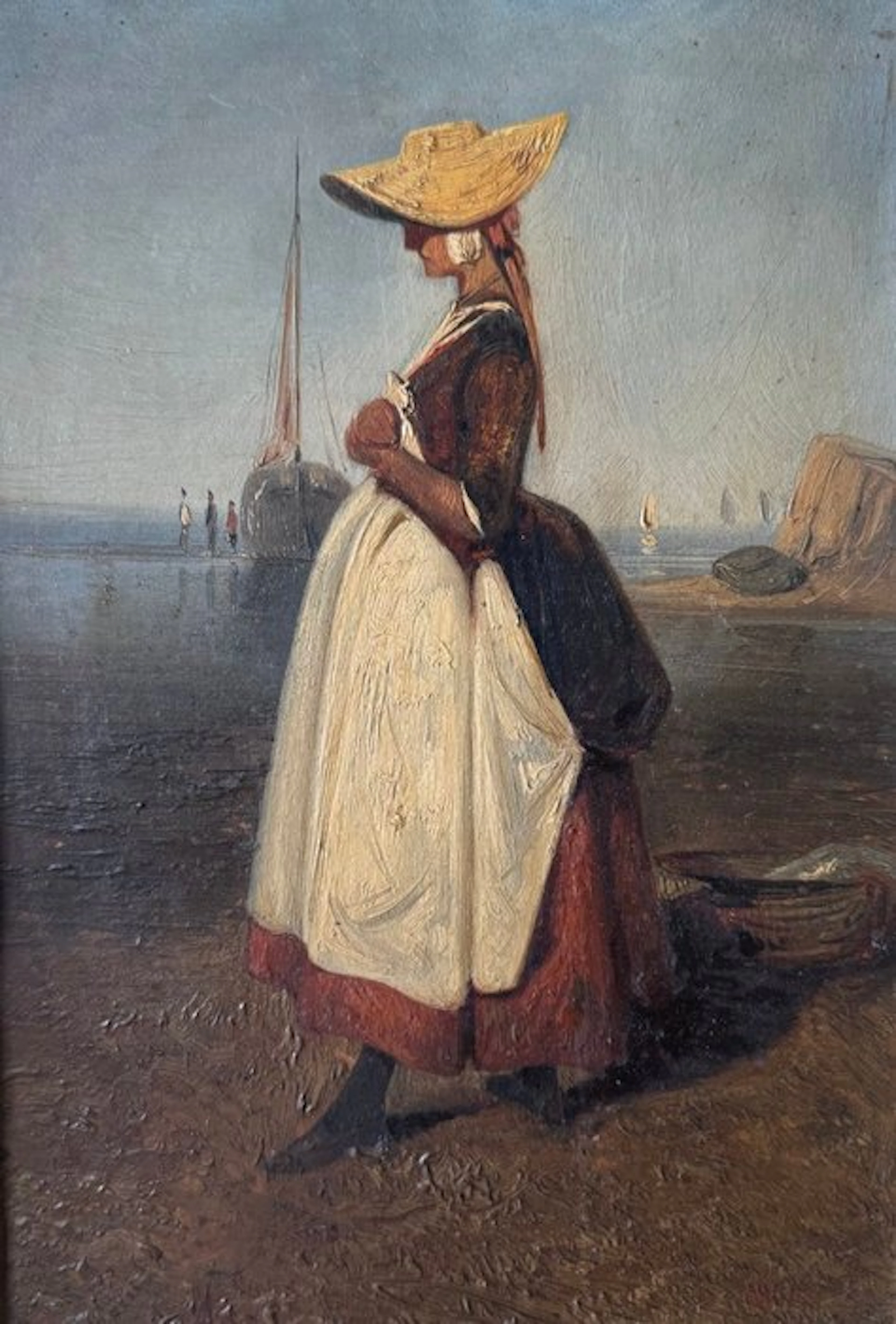 Attributed to Jules Noël (1810–1873), Attributed to - Pêcheuse sur une plage