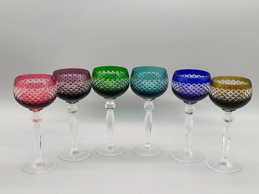 6-teiliges Römer Gläser Set – Farbiges Kristallglas mit Schliff - Jar - Crystal