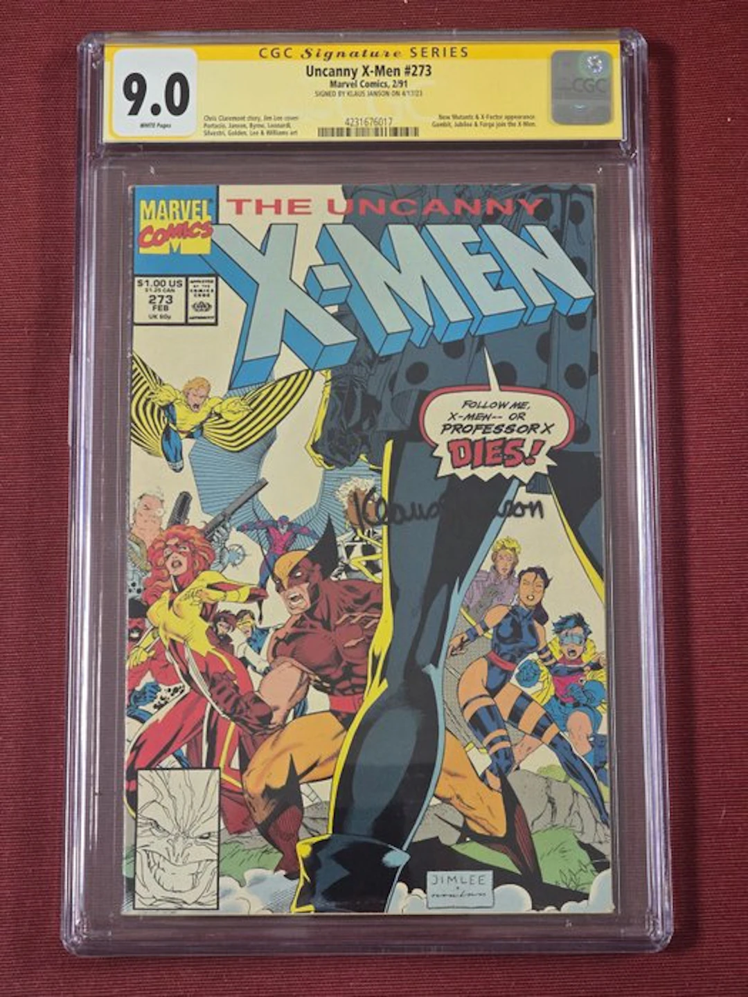 Uncanny X-Men #273 - Signed Klaus Janson - 1 Graded comic...