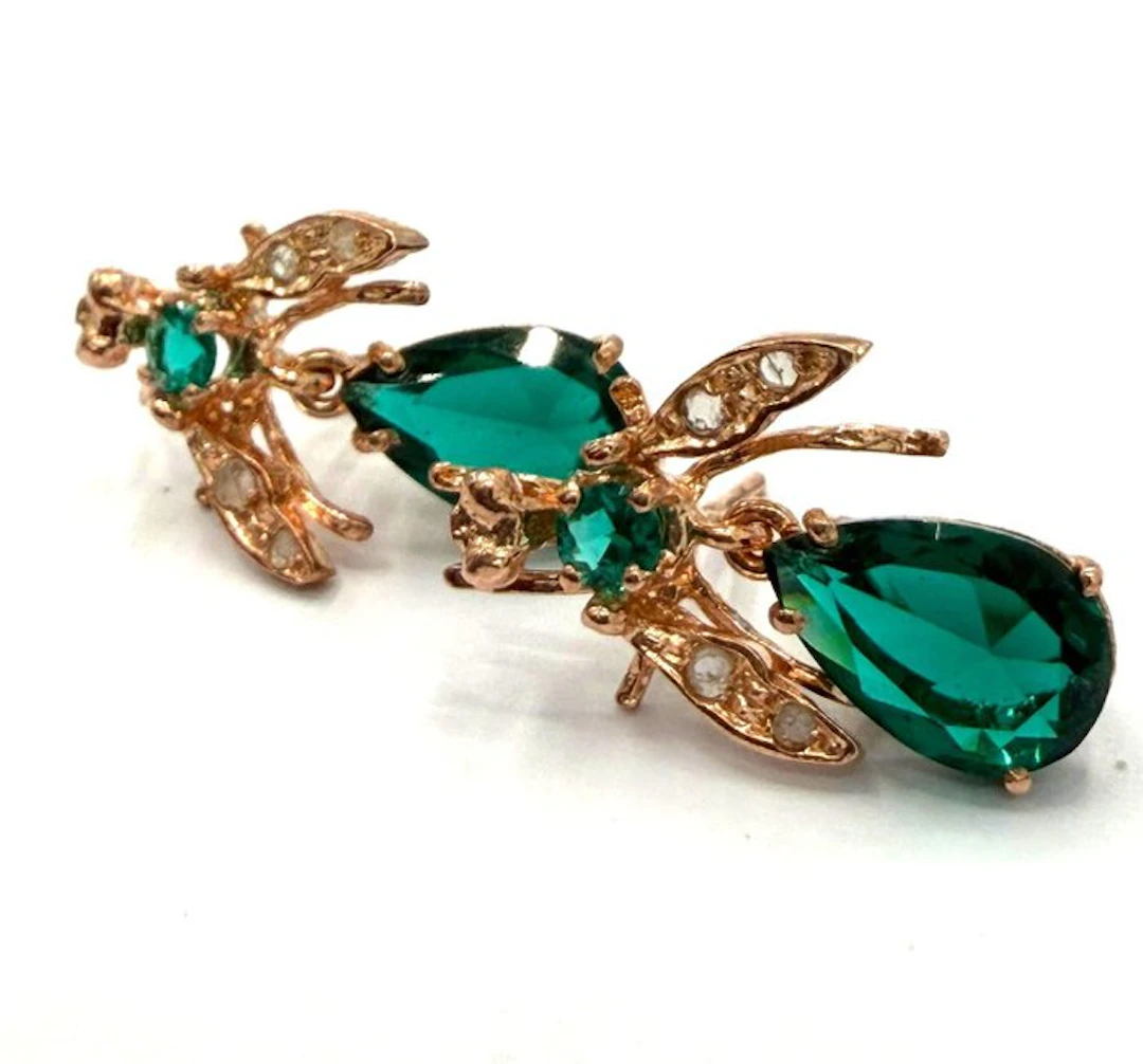 No reserve price - Earrings - 9 kt. Silver, Rose gold Spinel - Diamond
