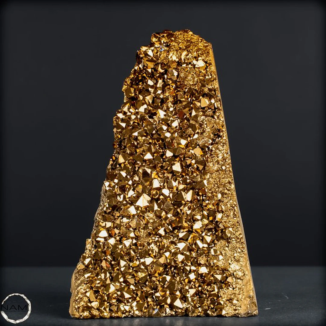 Spectacular Gold Aura Amethyst Druzy with an intense metallic shine- 668.33 g