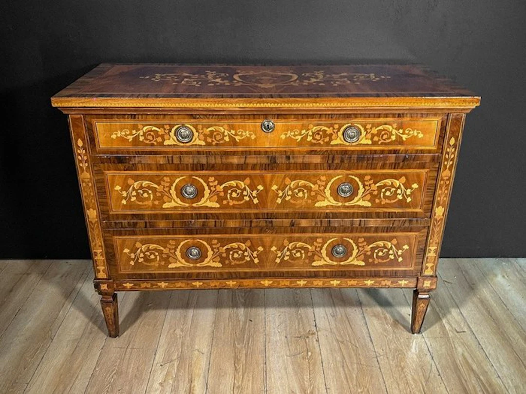 Chest of drawers - Wood, Metal - Antique Louis XVI commode