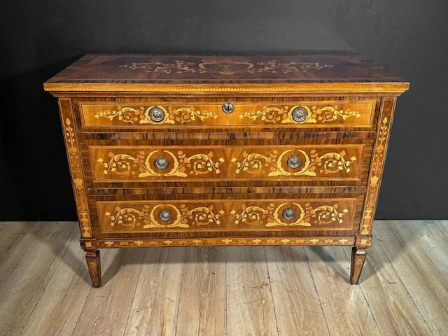 Chest of drawers - Wood, Metal - Antique Louis XVI commode