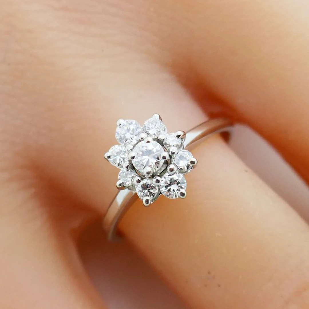 No reserve price - Ring - 18 kt. White gold - 0.42ct. tw. Diamond (Natural)