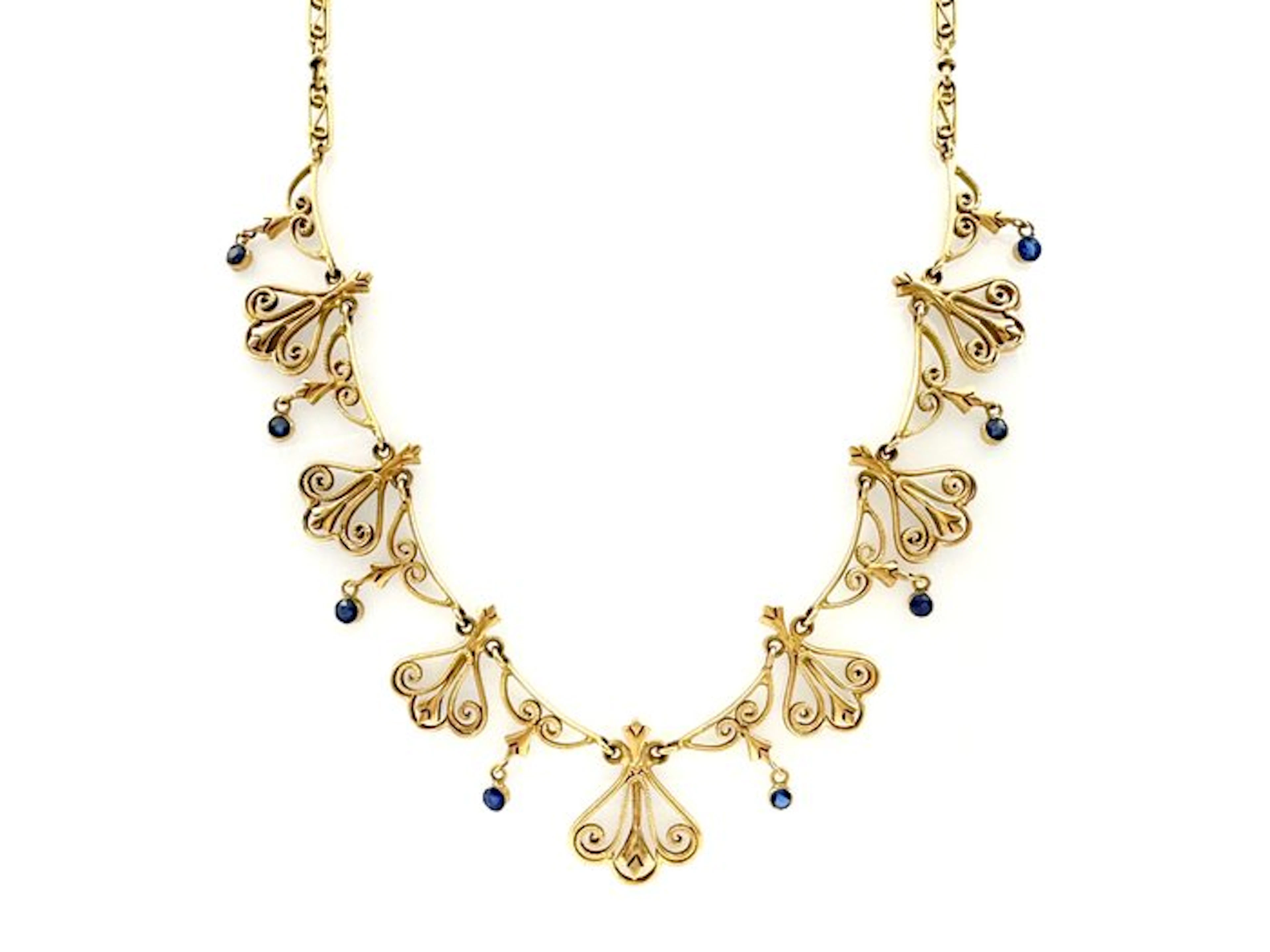 Necklace with pendant - 18 kt. Yellow gold - 0.80ct. tw. Sapphire