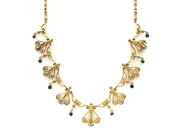 Necklace with pendant - 18 kt. Yellow gold - 0.80ct. tw. Sapphire