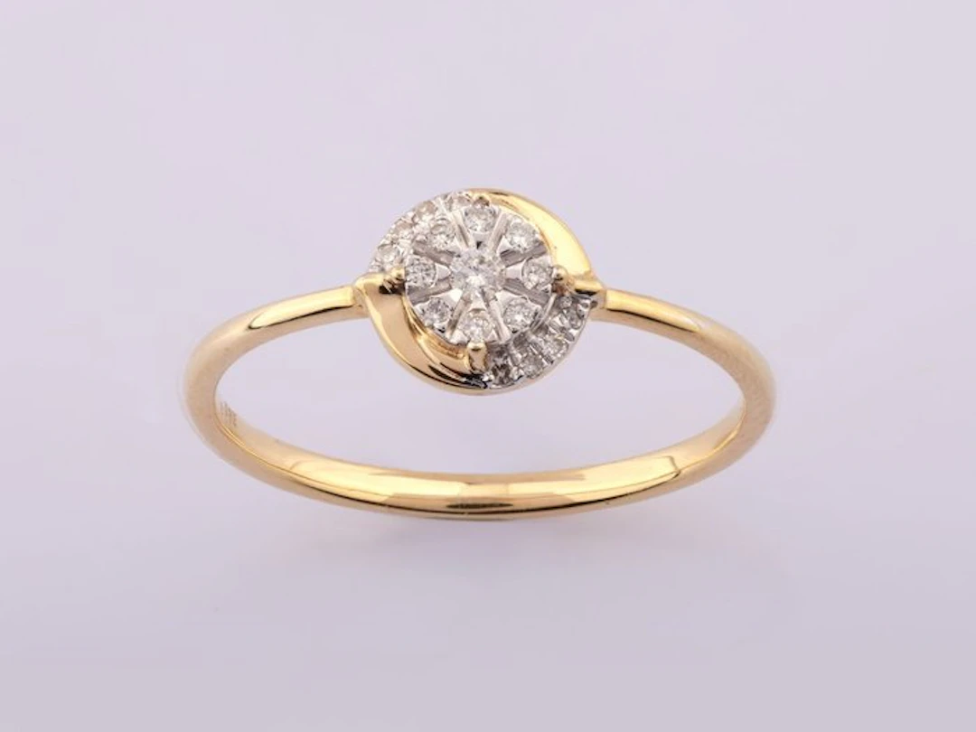 No reserve price - Ring - 14 kt. Yellow gold - 0.08ct. tw. Diamond (Natural)