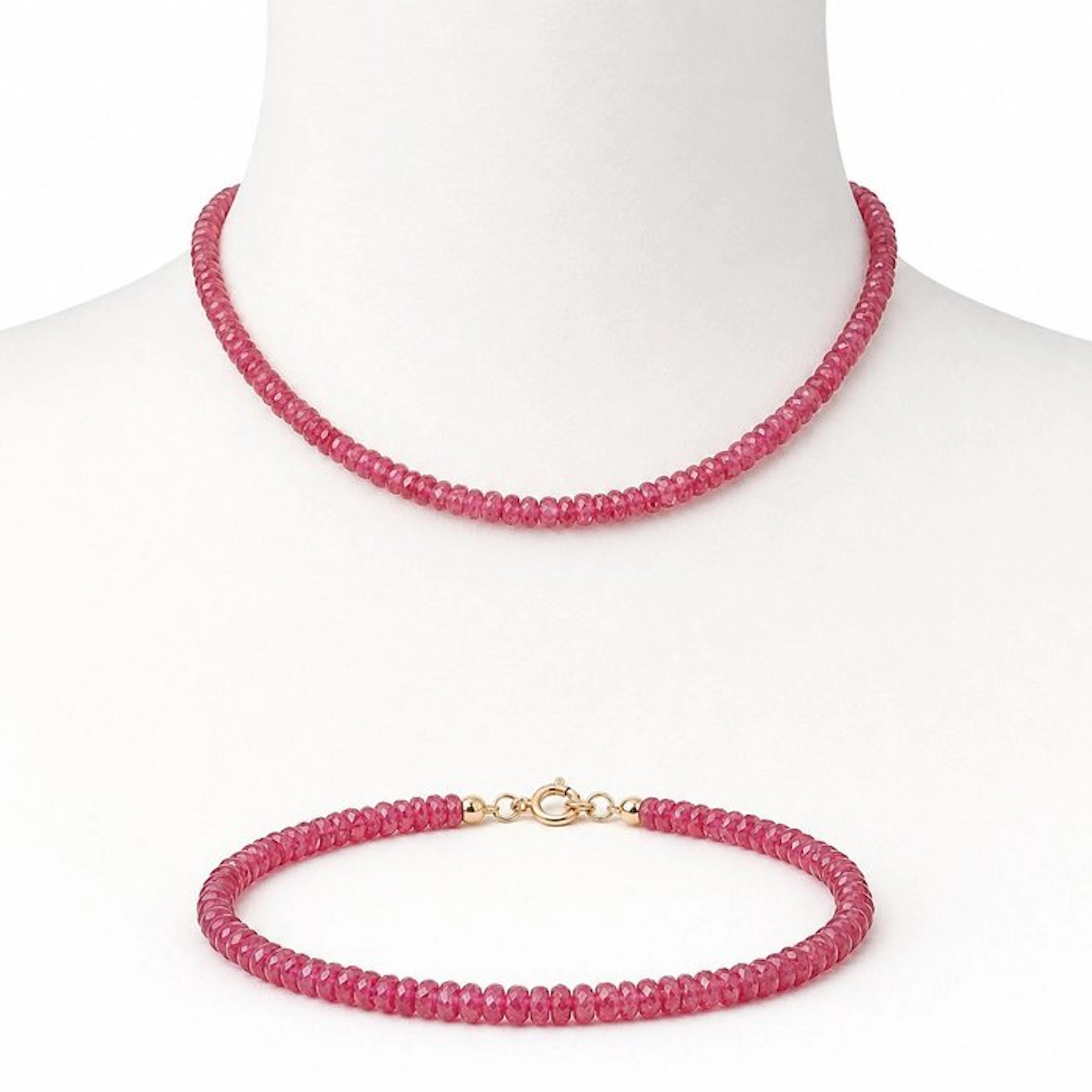 No reserve price - 2 piece jewellery set - 18 kt. Yellow gold Tourmaline