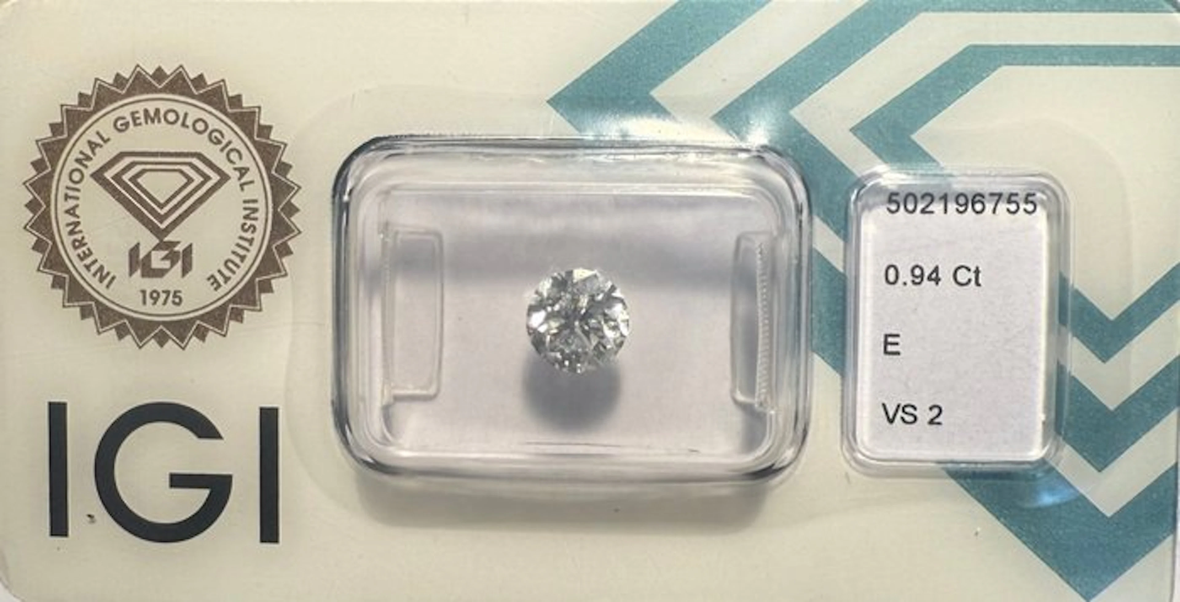 1 pcs Diamond (Natural) - 0.94 ct - Round - E - VS2...