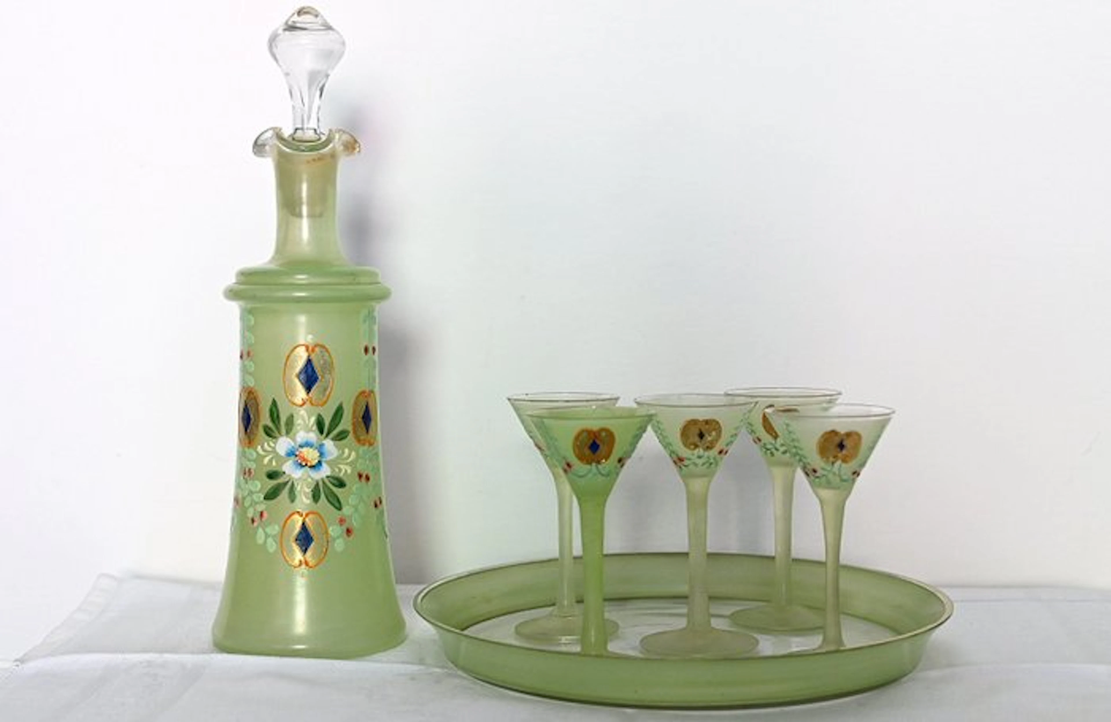Liquor set (7) - Glass - Vintage liquor set.