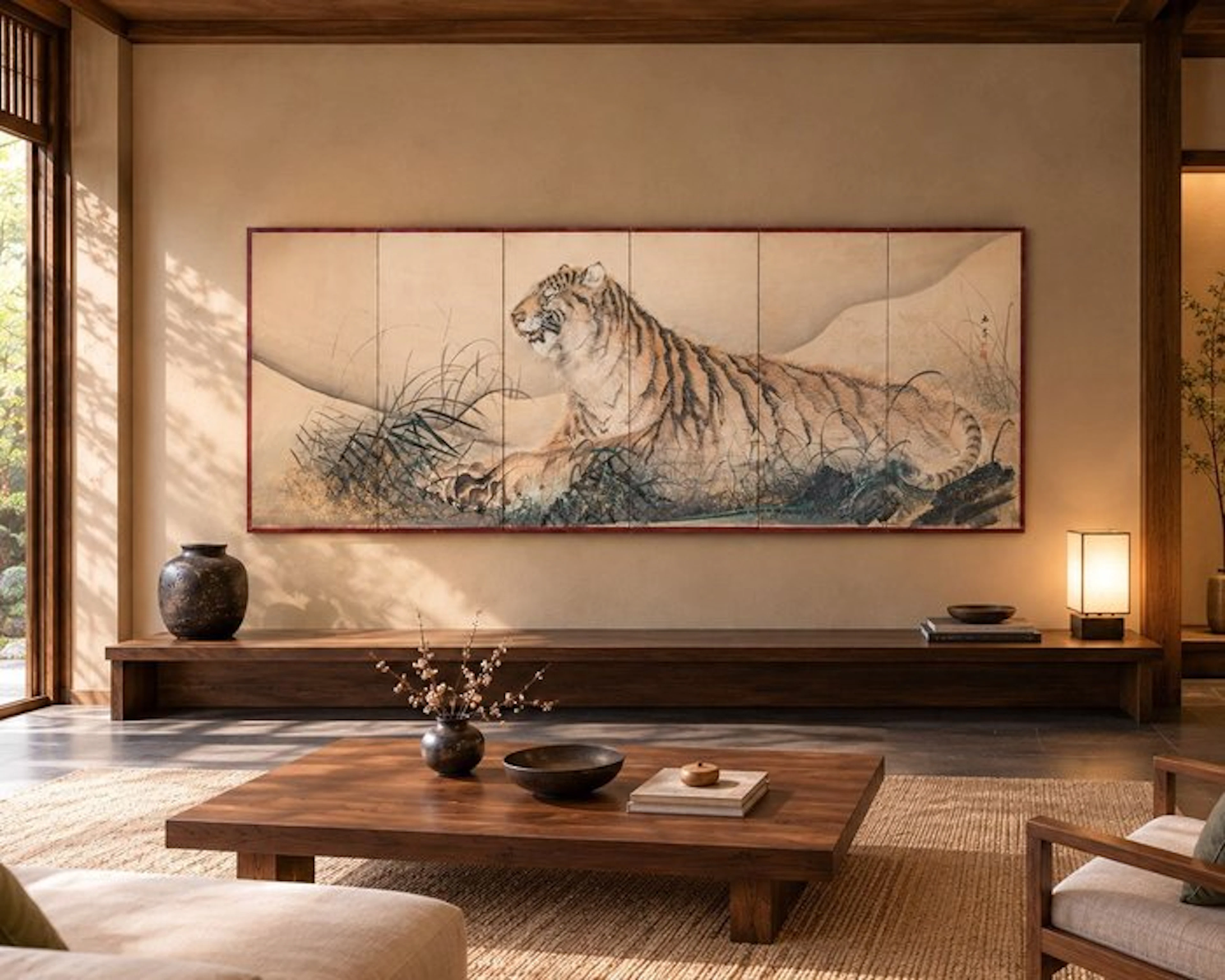 A powerful six-panel byōbu