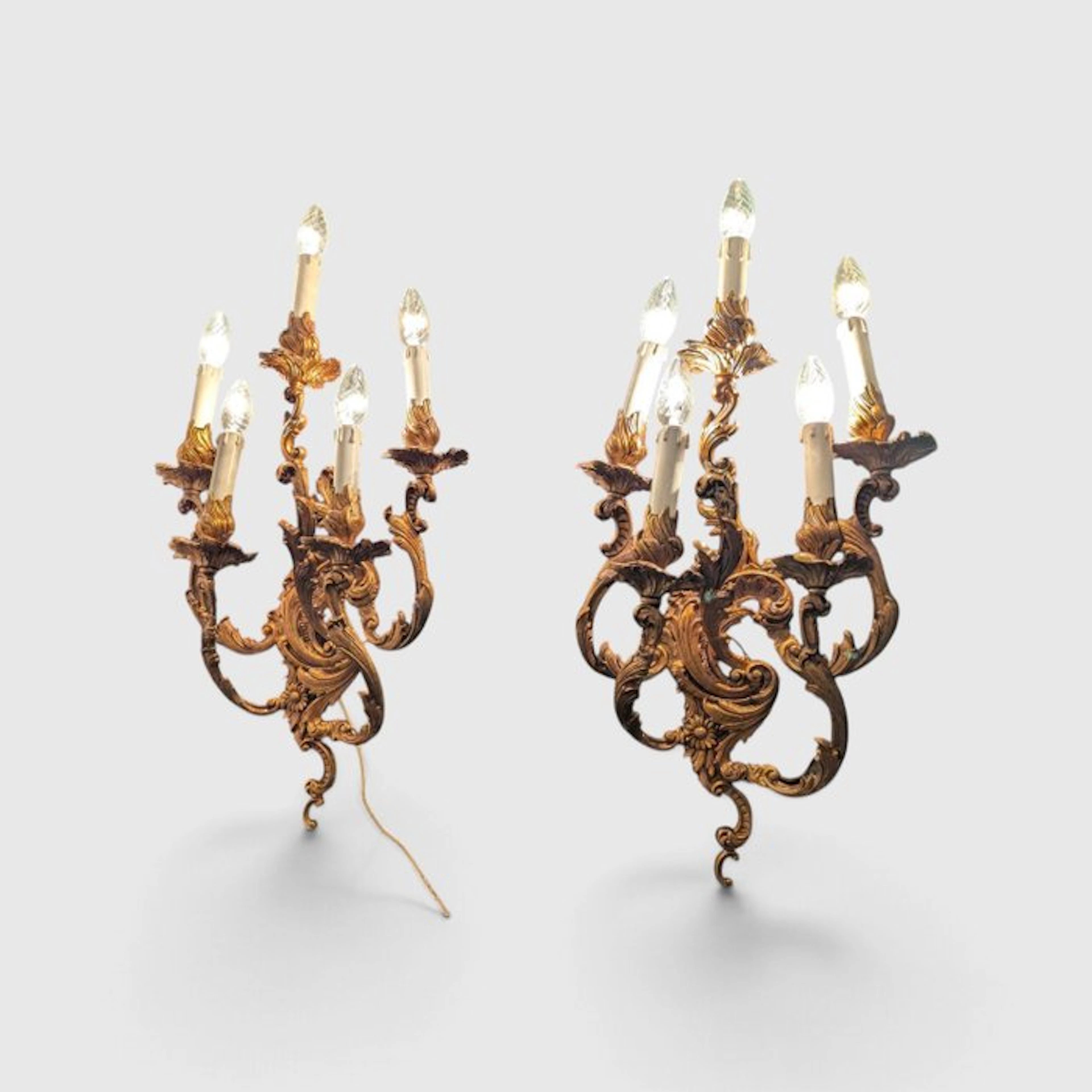 Wall sconce (2) - Gilt bronze - Bronze gold giants