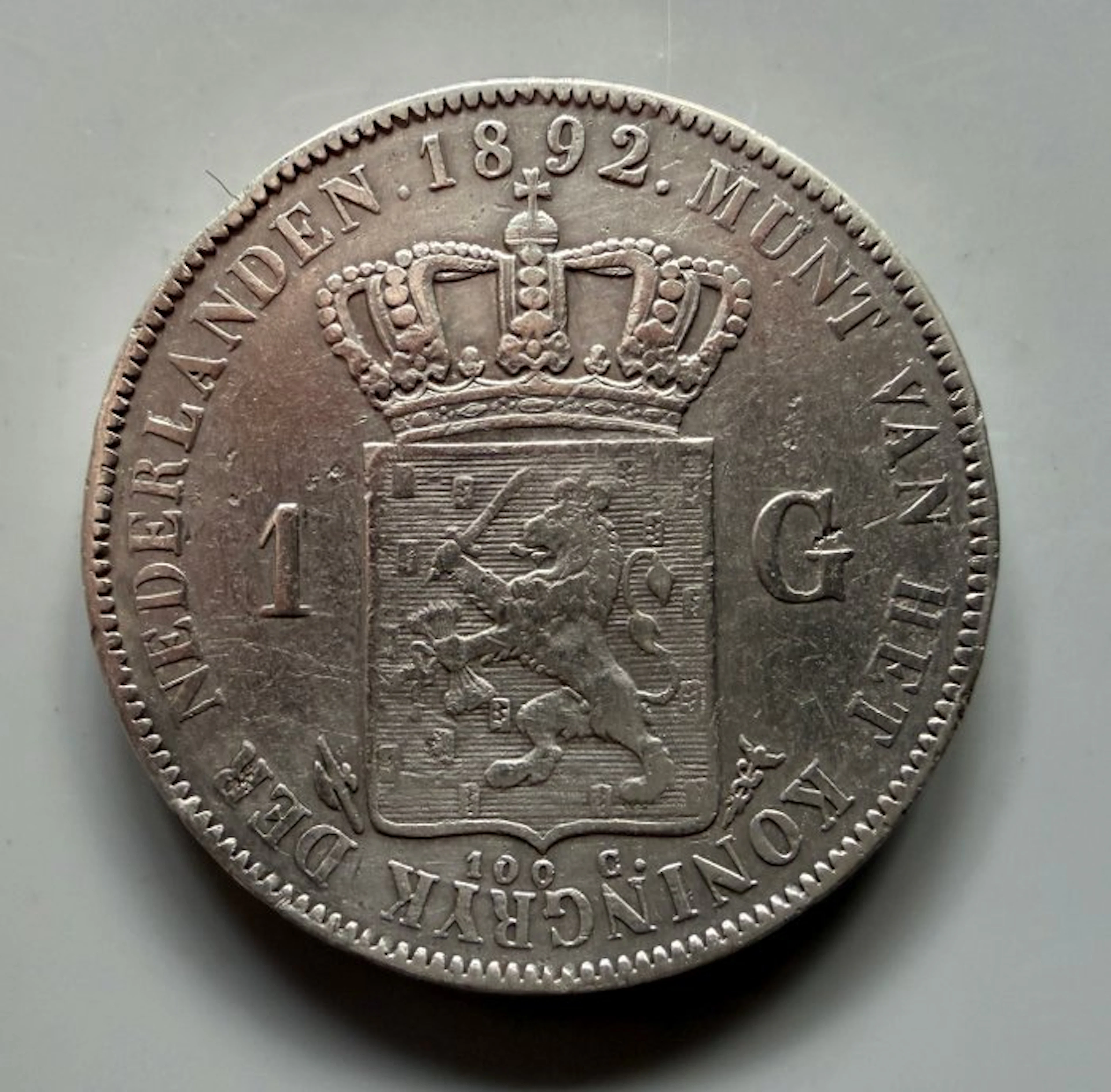 Netherlands. Wilhelmina. 1 Gulden 1892 (No reserve price)
