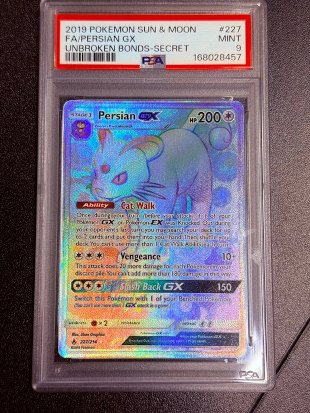 Pokémon - 1 Graded card - Persian 227/214 Full art
