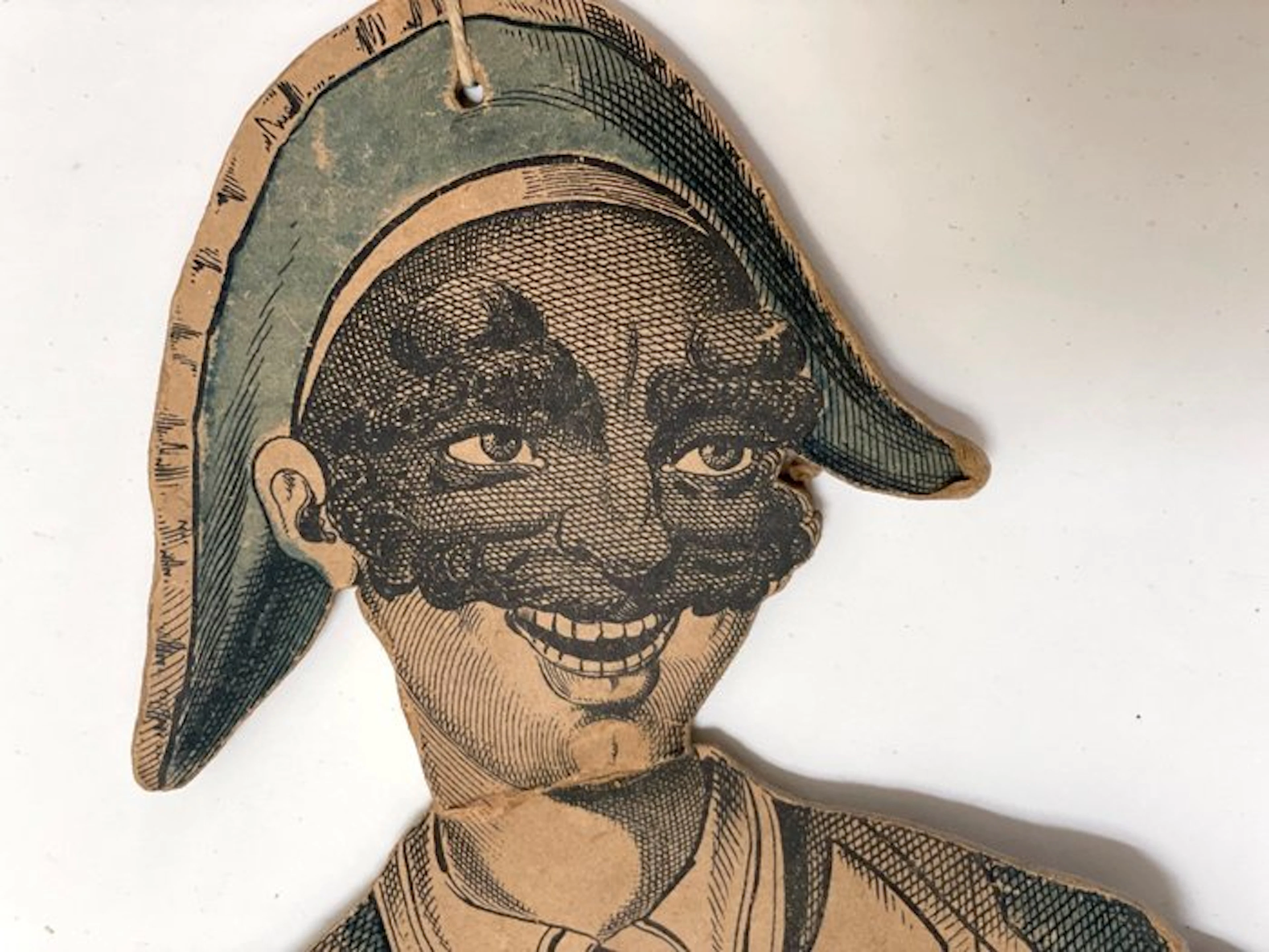 Figure - Harlequin puppet circa 1900 - Cardboard