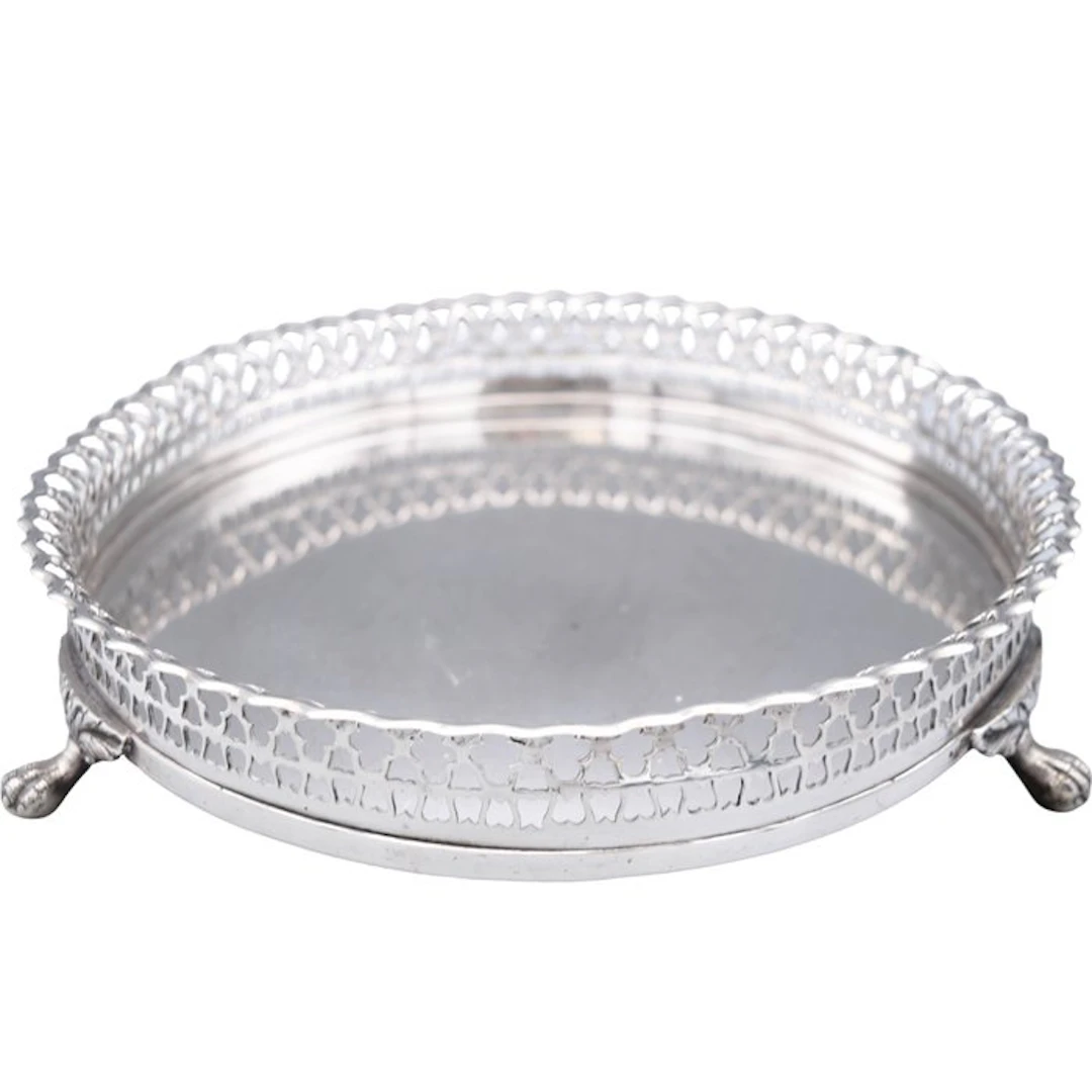 Tray - Pierced centerpiece with claw feet. - .833 silver