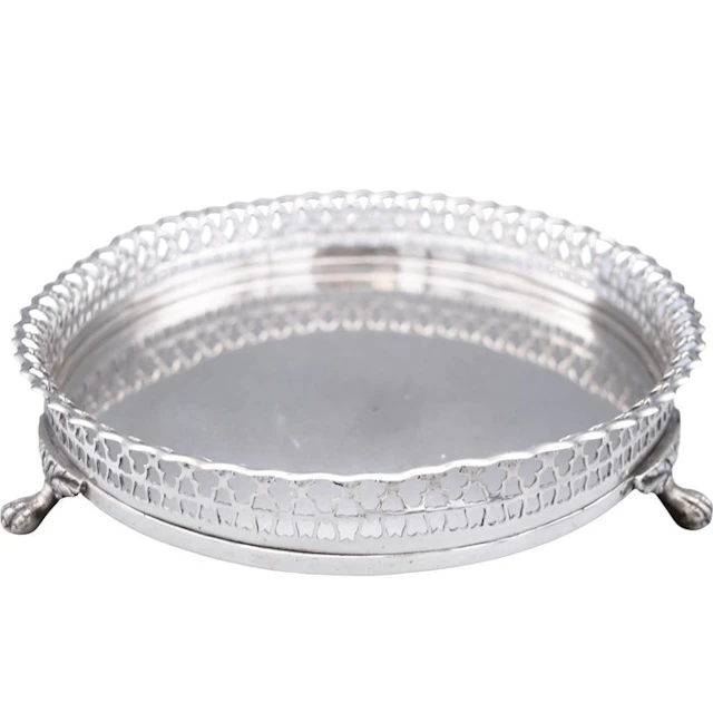 Tray - Pierced centerpiece with claw feet. - .833 silver