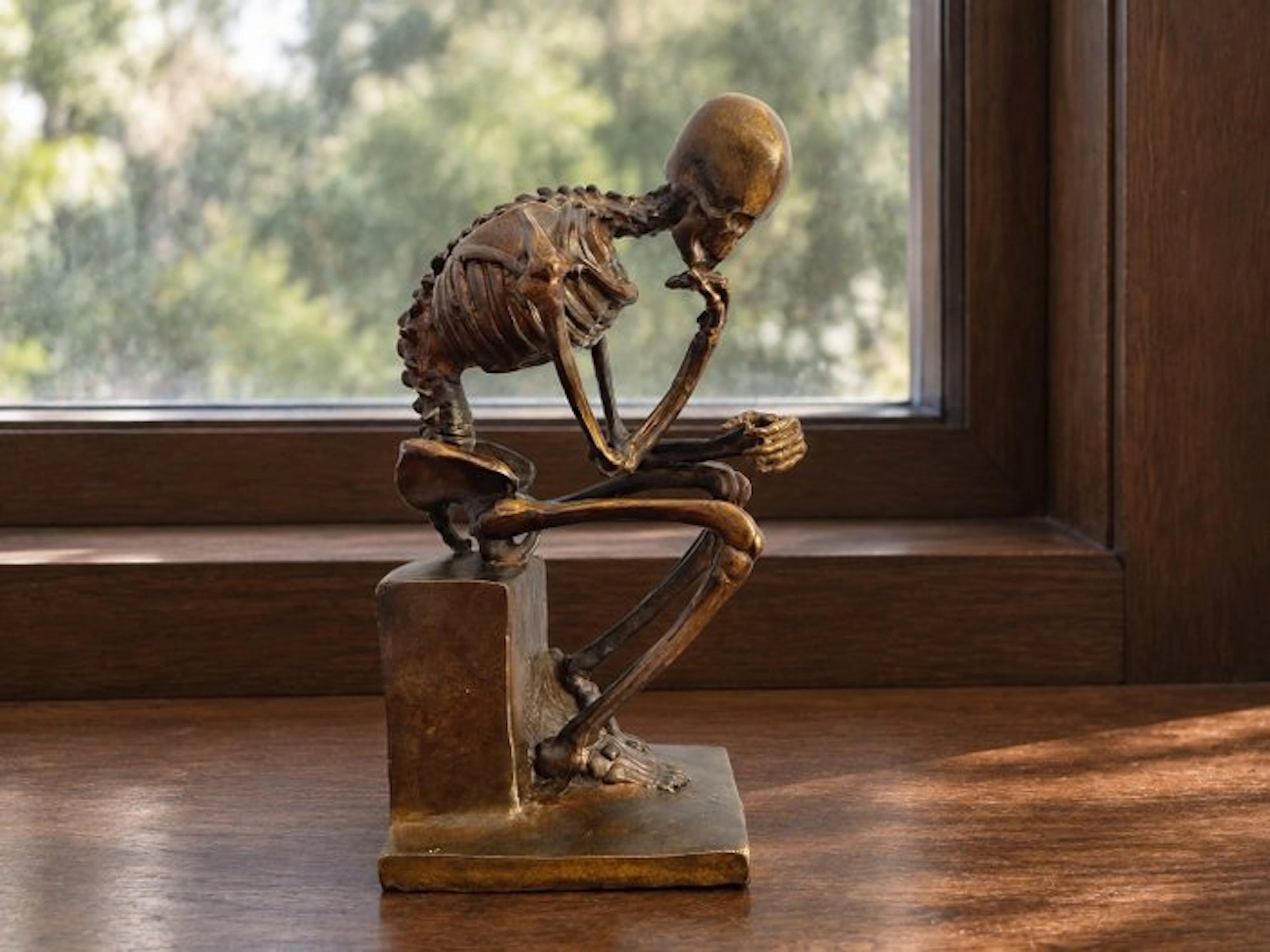 Figurine - Skeleton Thinker - Bronze