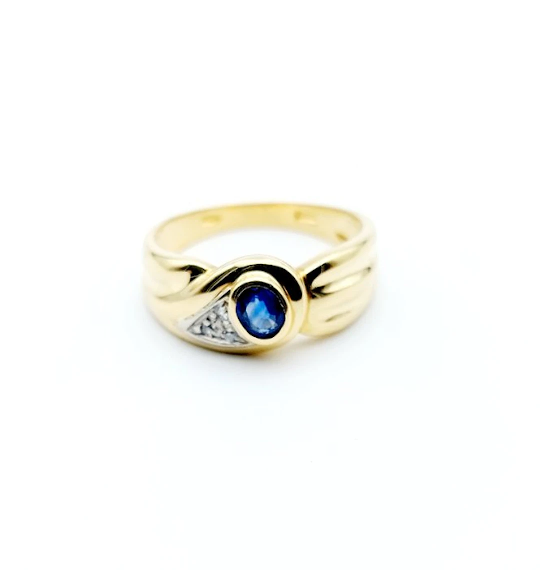 Ring - 18 kt. Yellow gold Sapphire - Diamond