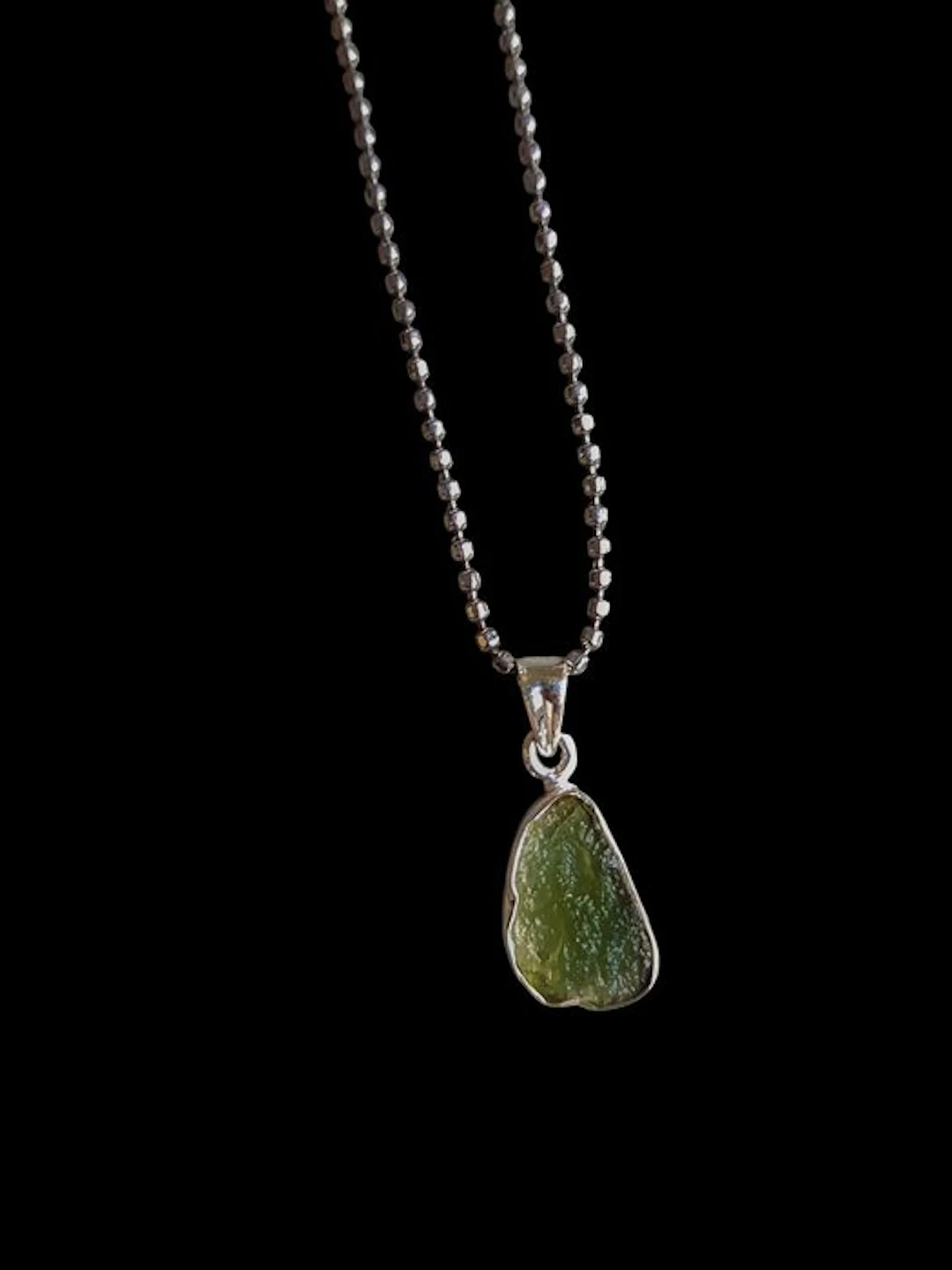 Moldavite moldavite solid silver pendant - Height: 2.7 cm - Width: 1 cm - 1.5 g
