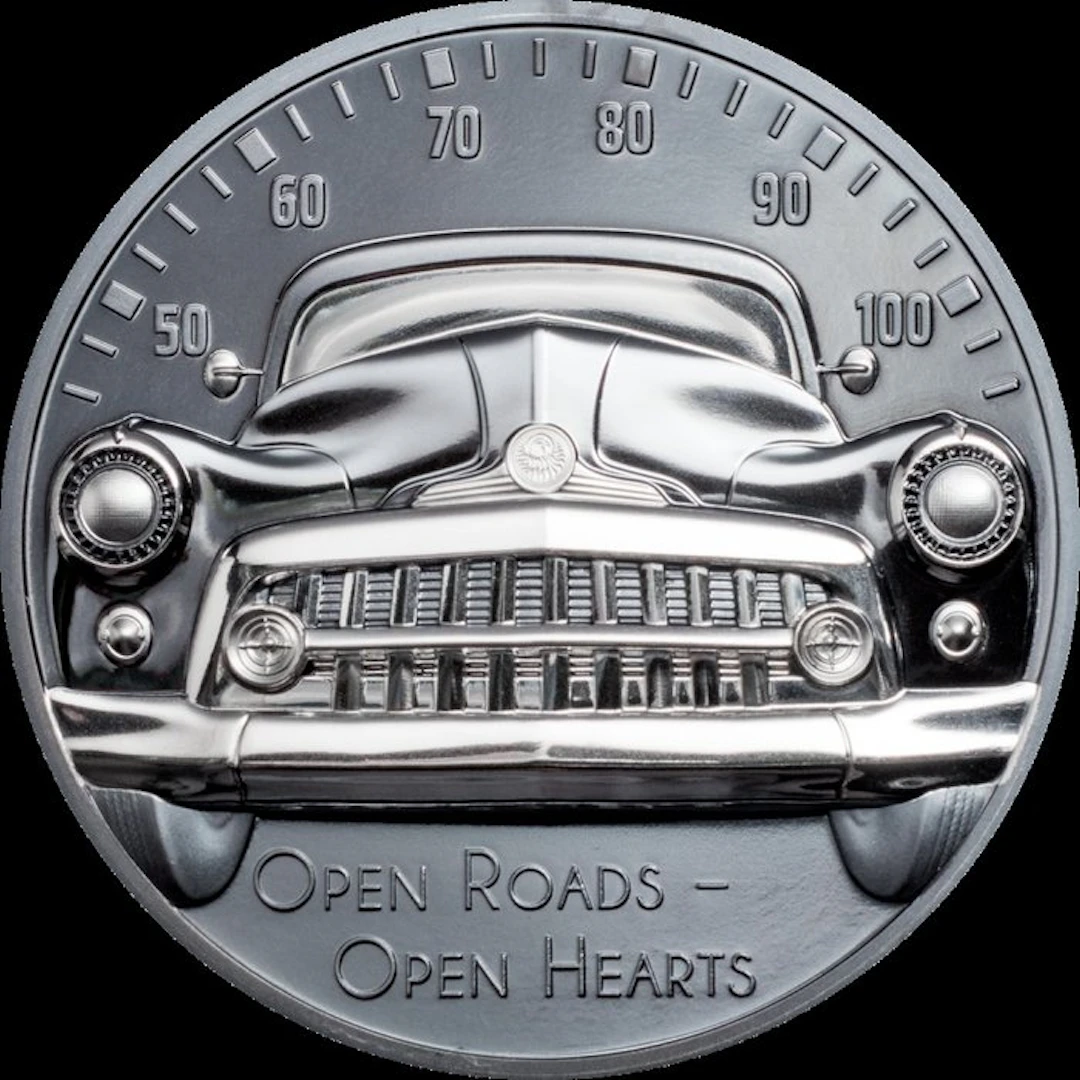 Cook Islands. 10 Dollars 2021 Open Roads - Classic Car Black Proof 2 Oz, (.999)