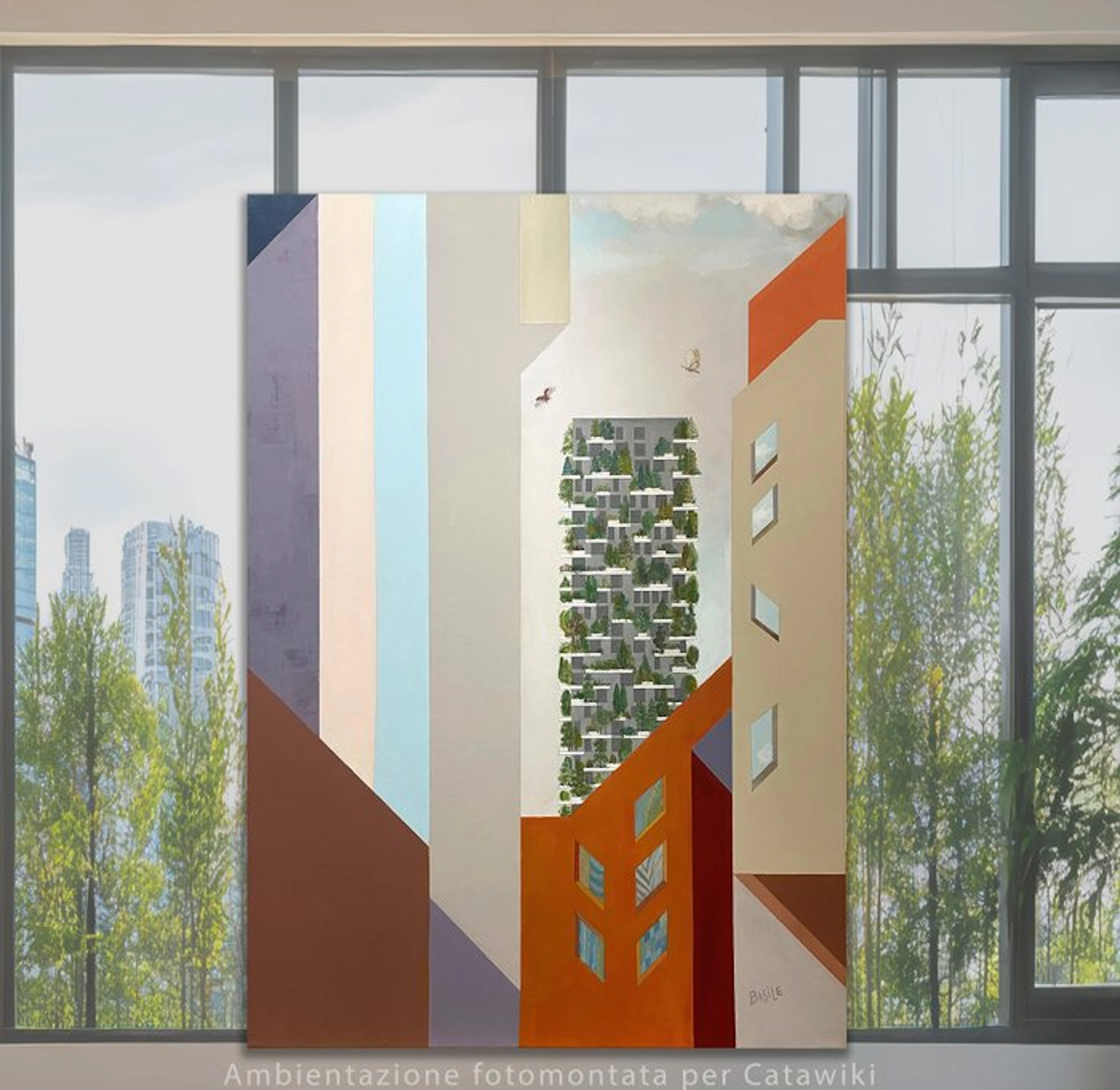 Aurora Basile - City Green - cm 65x90 su telaio