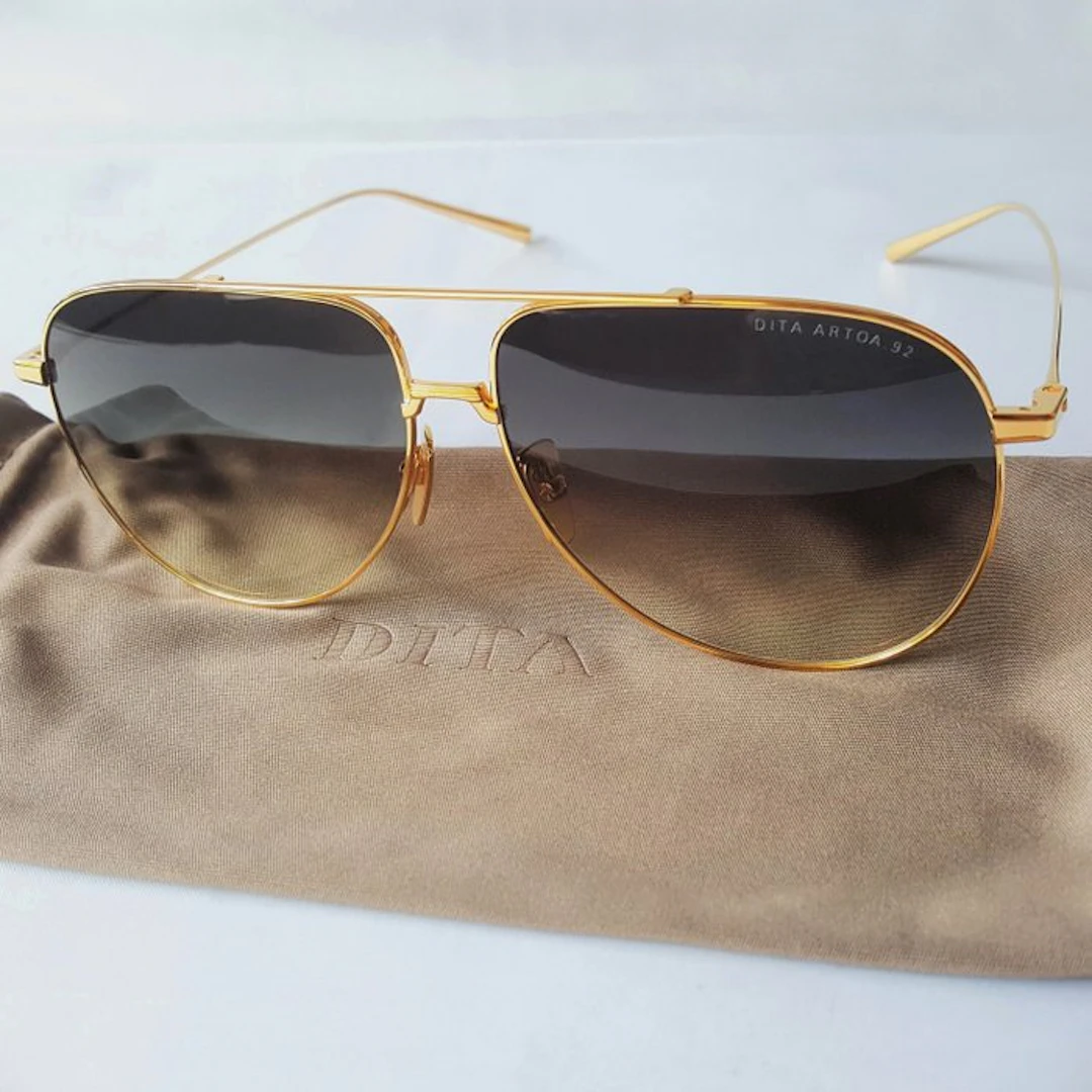 Dita - TITANIUM - Aviator - Gold - Premium - Hand Made - New - Sunglasses