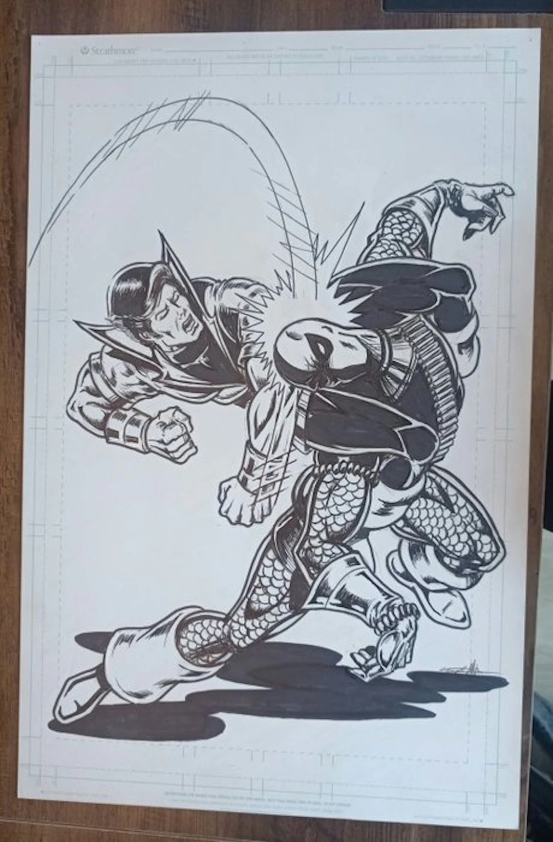 Peter Temple - 1 Original drawing - Karaté Kid vs Deathstroke - Encré