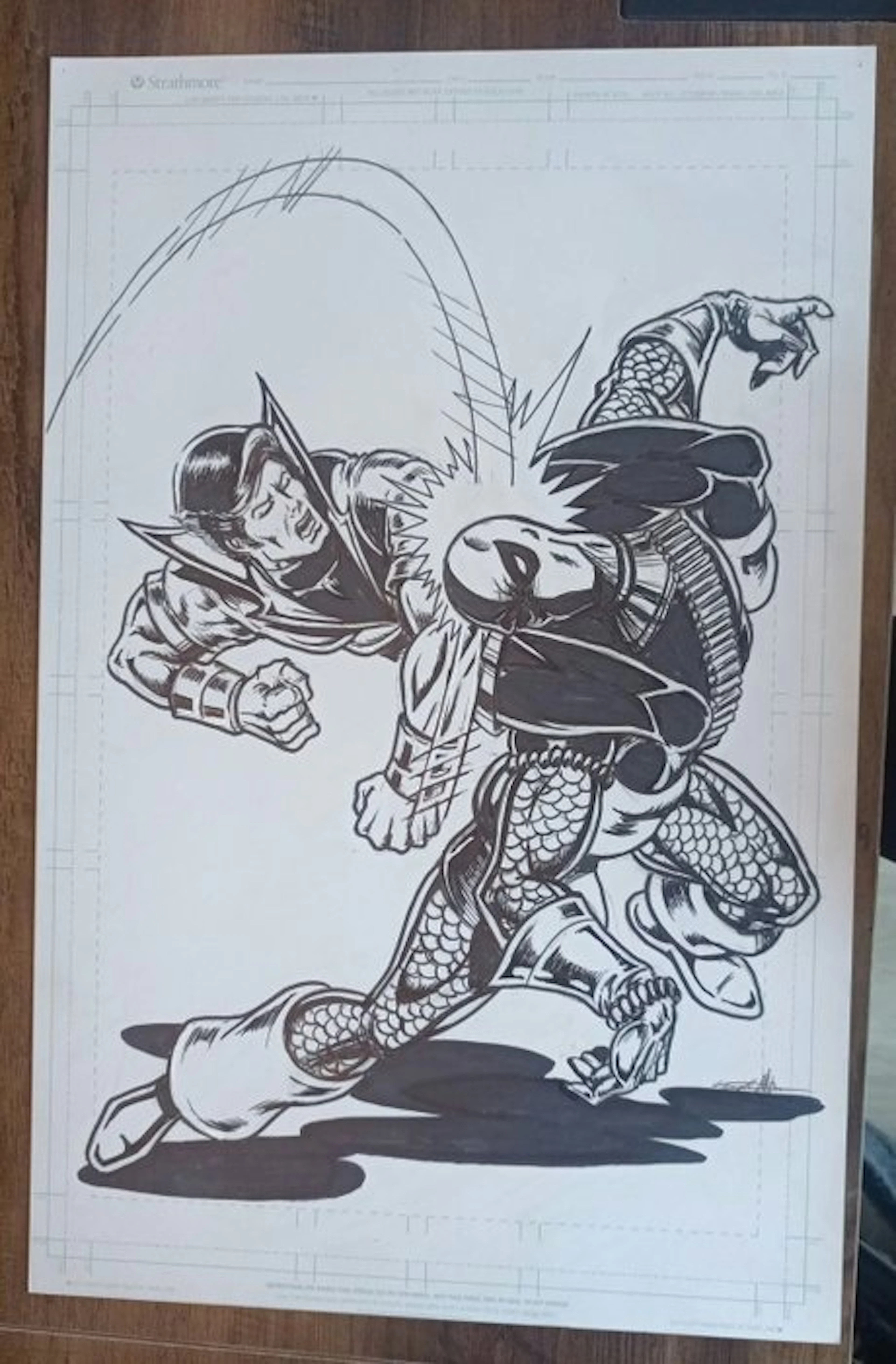 Peter Temple - 1 Original drawing - Karaté Kid vs Deathstroke - Encré