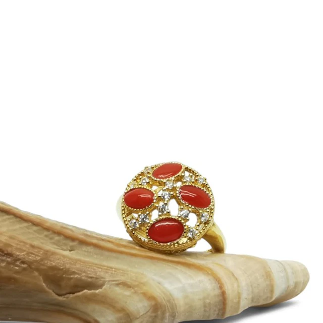 Coral - Sterling Silver 925 - Ring - Italian Craftsmanship
