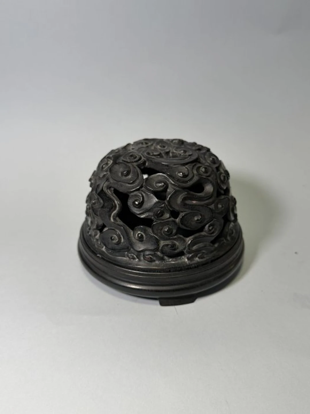 A Carved Hardwood Box with Auspicious Cloud Motifs 20th Century