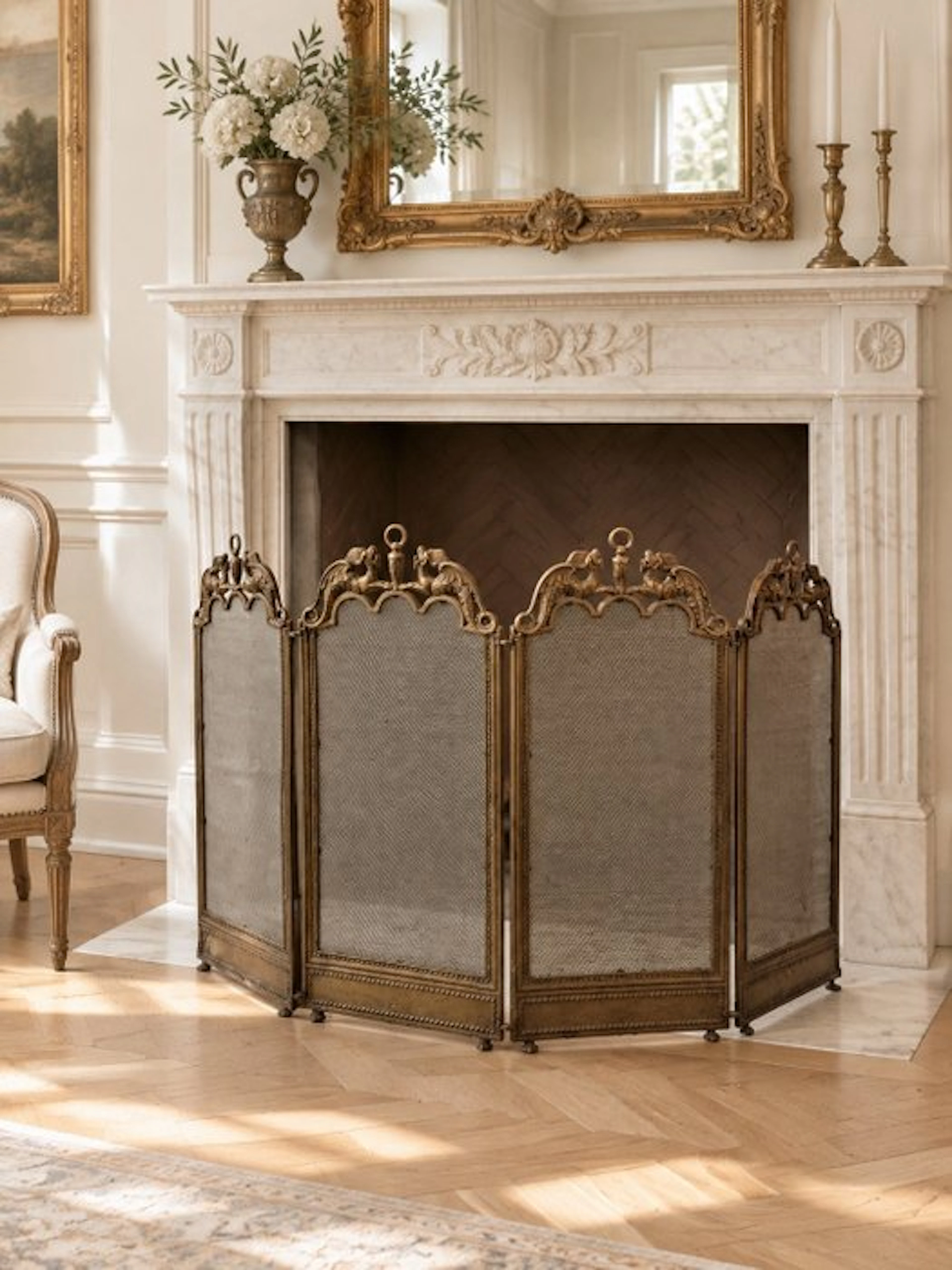 Gothic Chimneypiece - 1900-1910 - Mythical Creatures Fireplace Screen