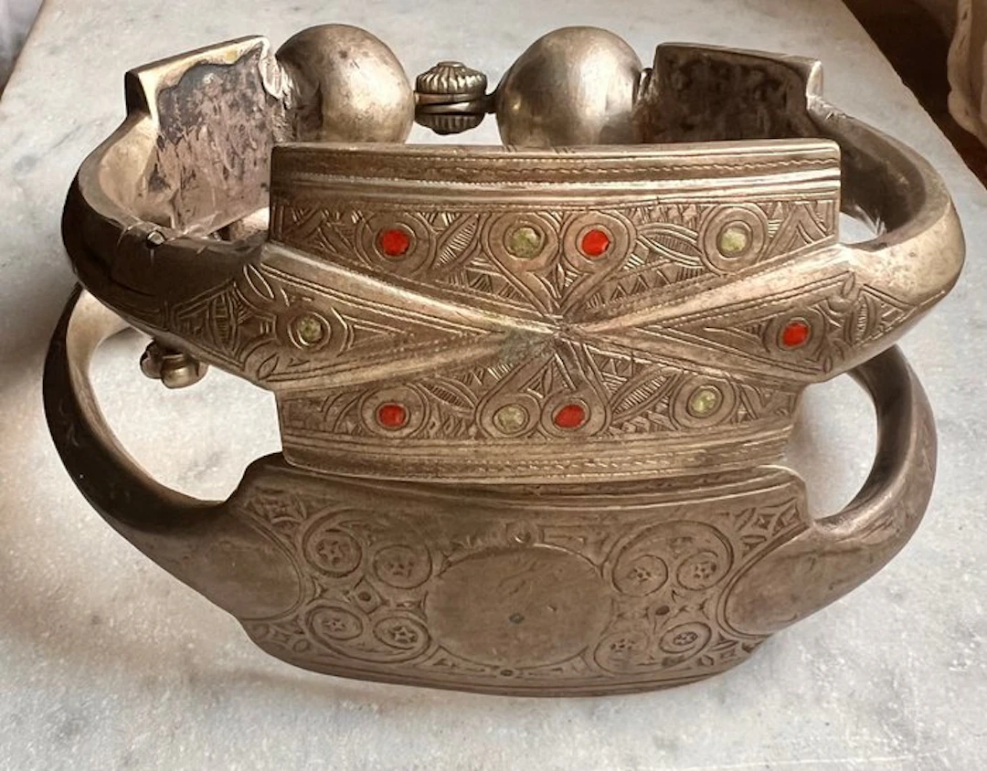 Two Khelkhal anklets - Silver - Mauritania - first half 20th century