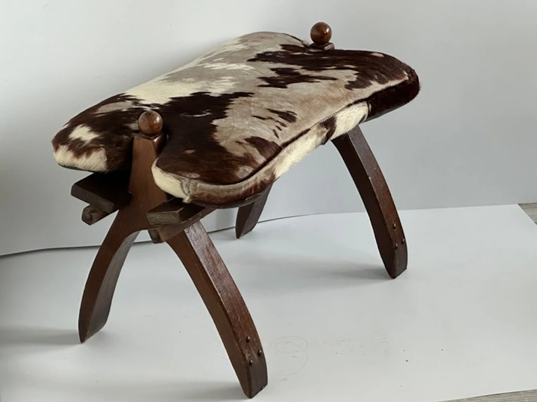 Handgemaakte Kamelen kruk/voetenbank/kamelen zadel - Ottoman - Wood