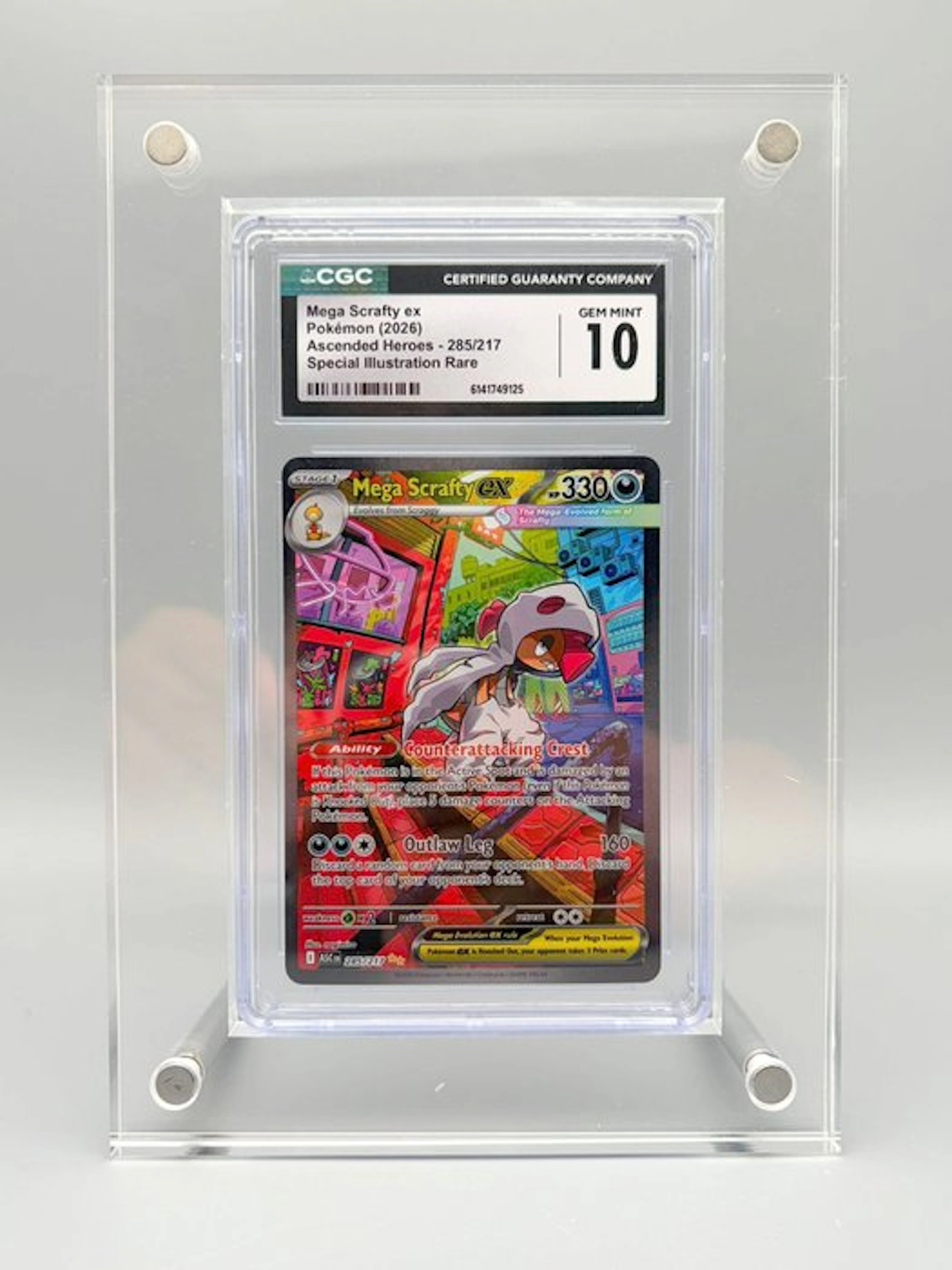 Pokémon Graded card - Mega Scrafty ex - Ascended Heroes - 285/217 - CGC 10