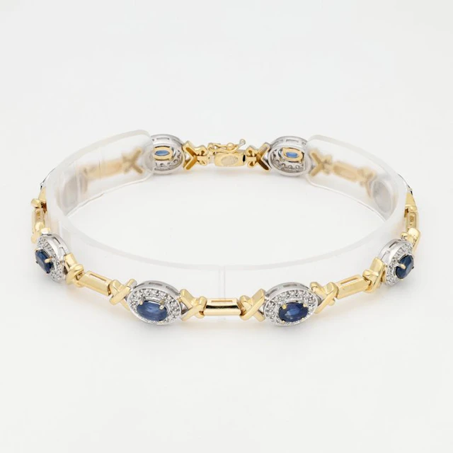 Bracelet - 14 kt. Yellow gold, White gold Sapphire - Diamond