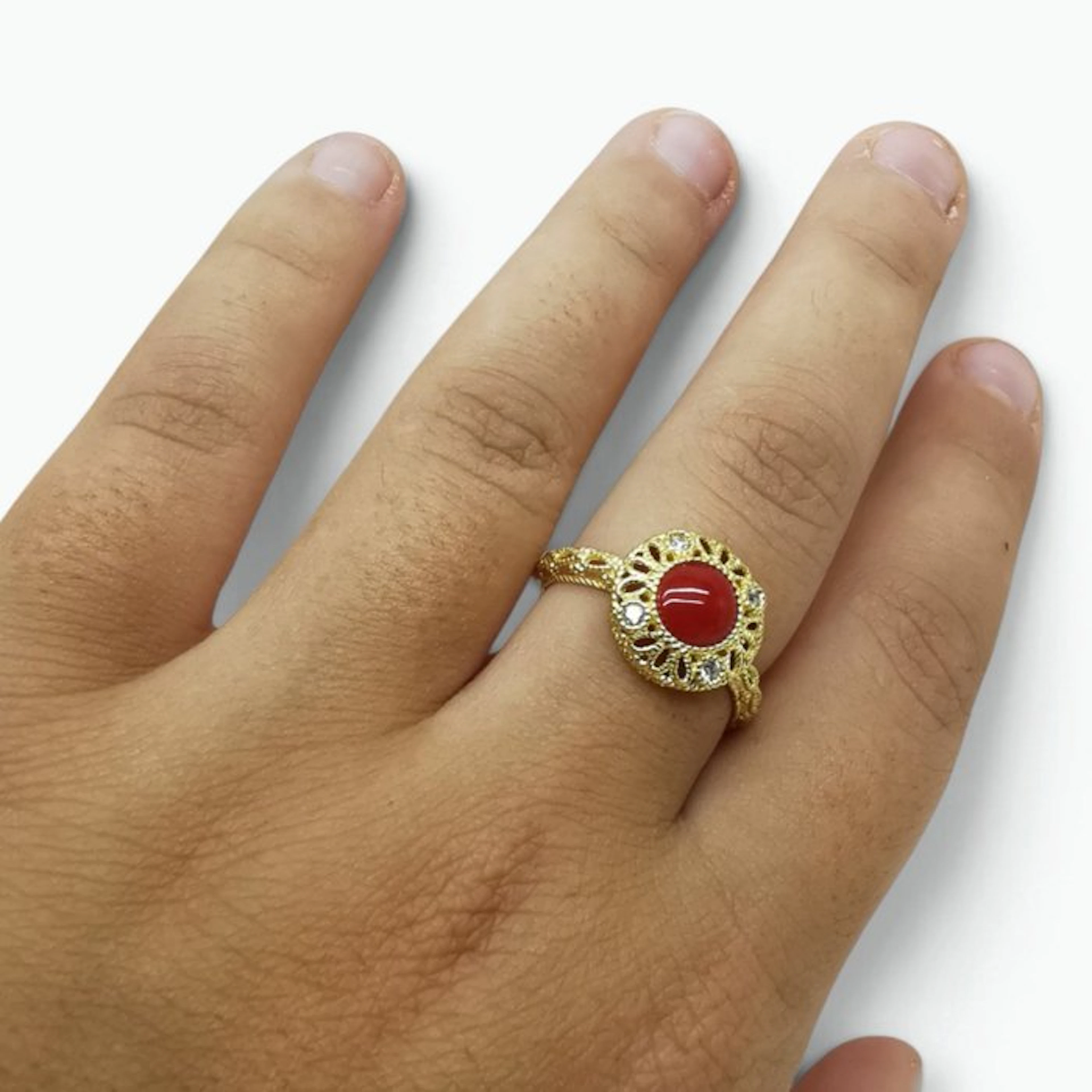 Coral - Sterling Silver 925 - Ring - Italian craftsmanship