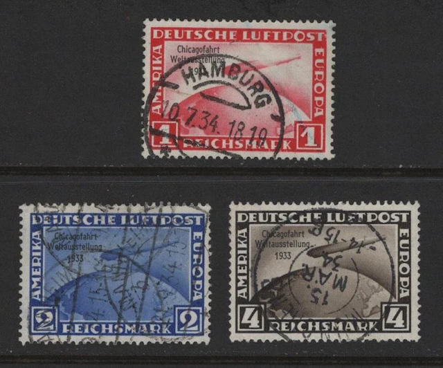 German Empire 1933 - 'Chicagofahrt' complete - Michel 496-498