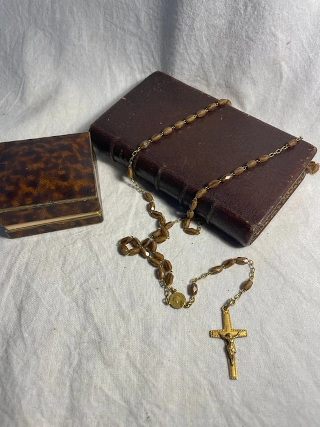 Rosary - Gold plated, Jasper Glass Beads - Late 19th century - Numerous Punches