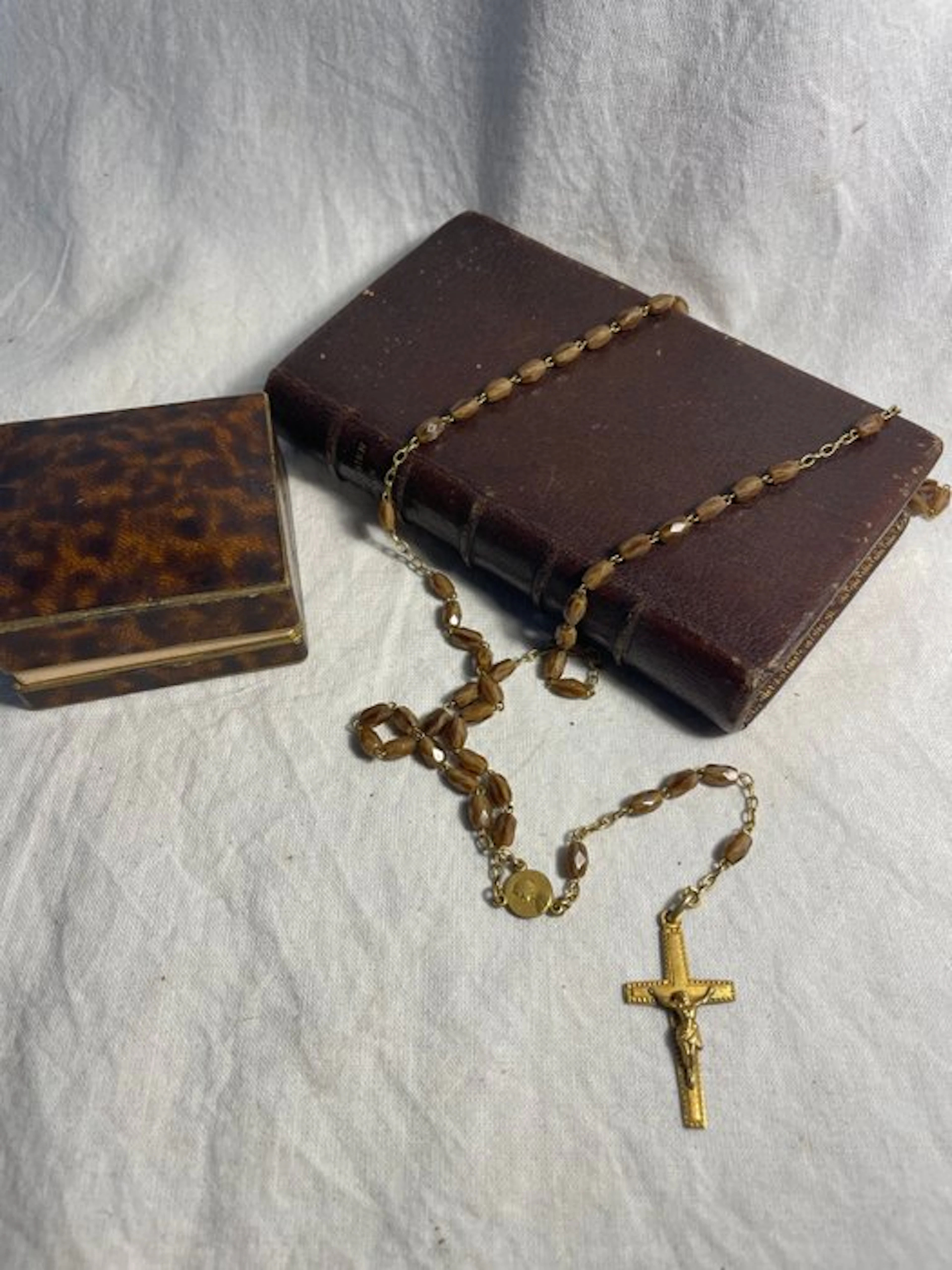 Rosary - Gold plated, Jasper Glass Beads - Late 19th century - Numerous Punches