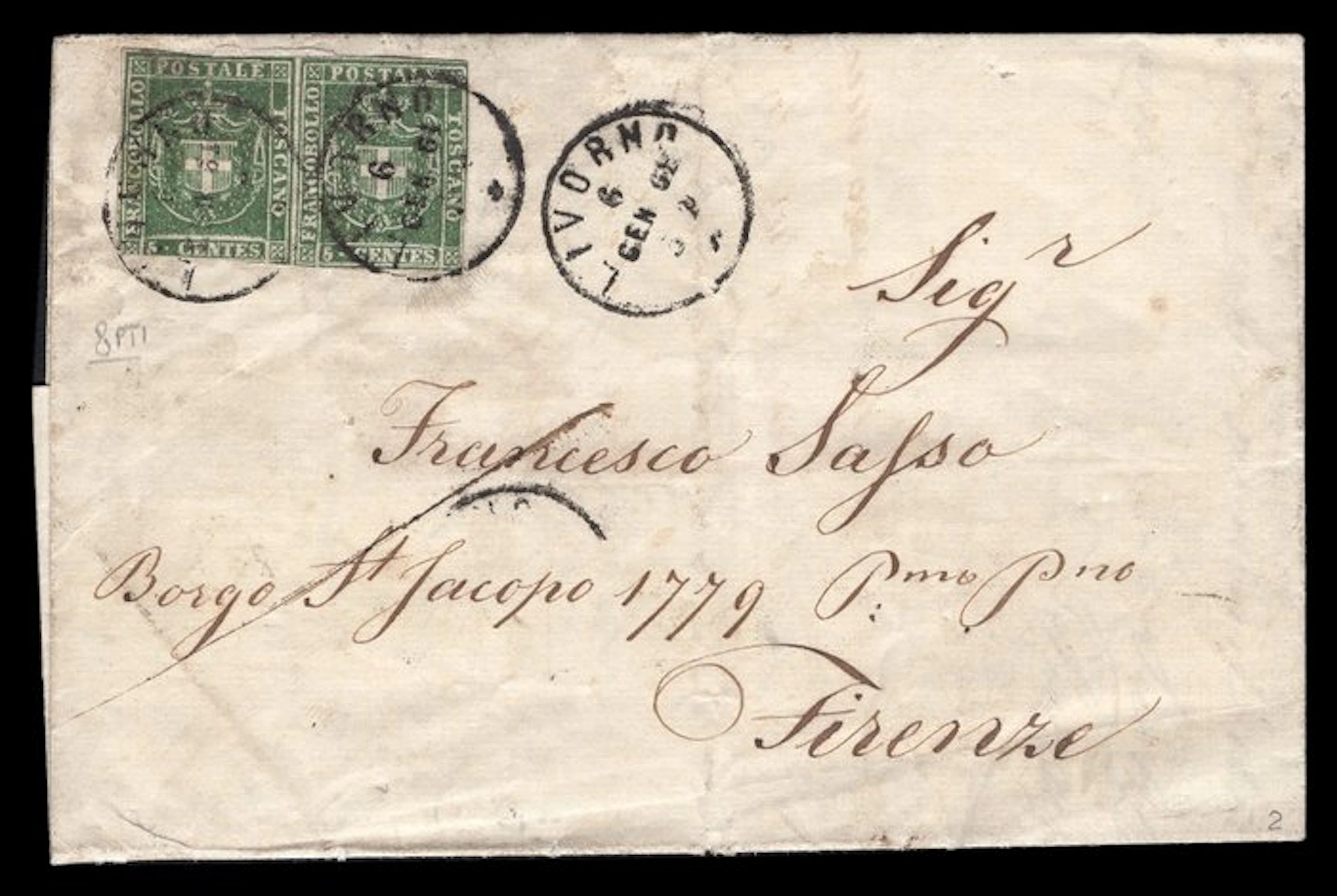 Italian Ancient States - Tuscany - Letter from Livorno to Florence