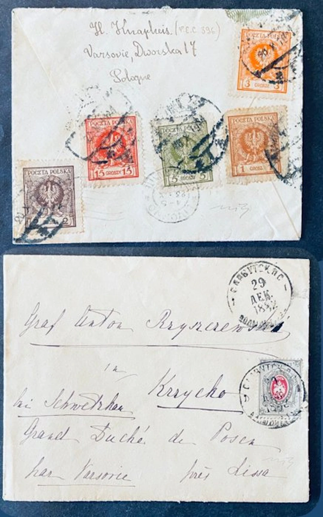 Poland 1880/1921 - Poland 1880–1921 lot: 2 fine letters