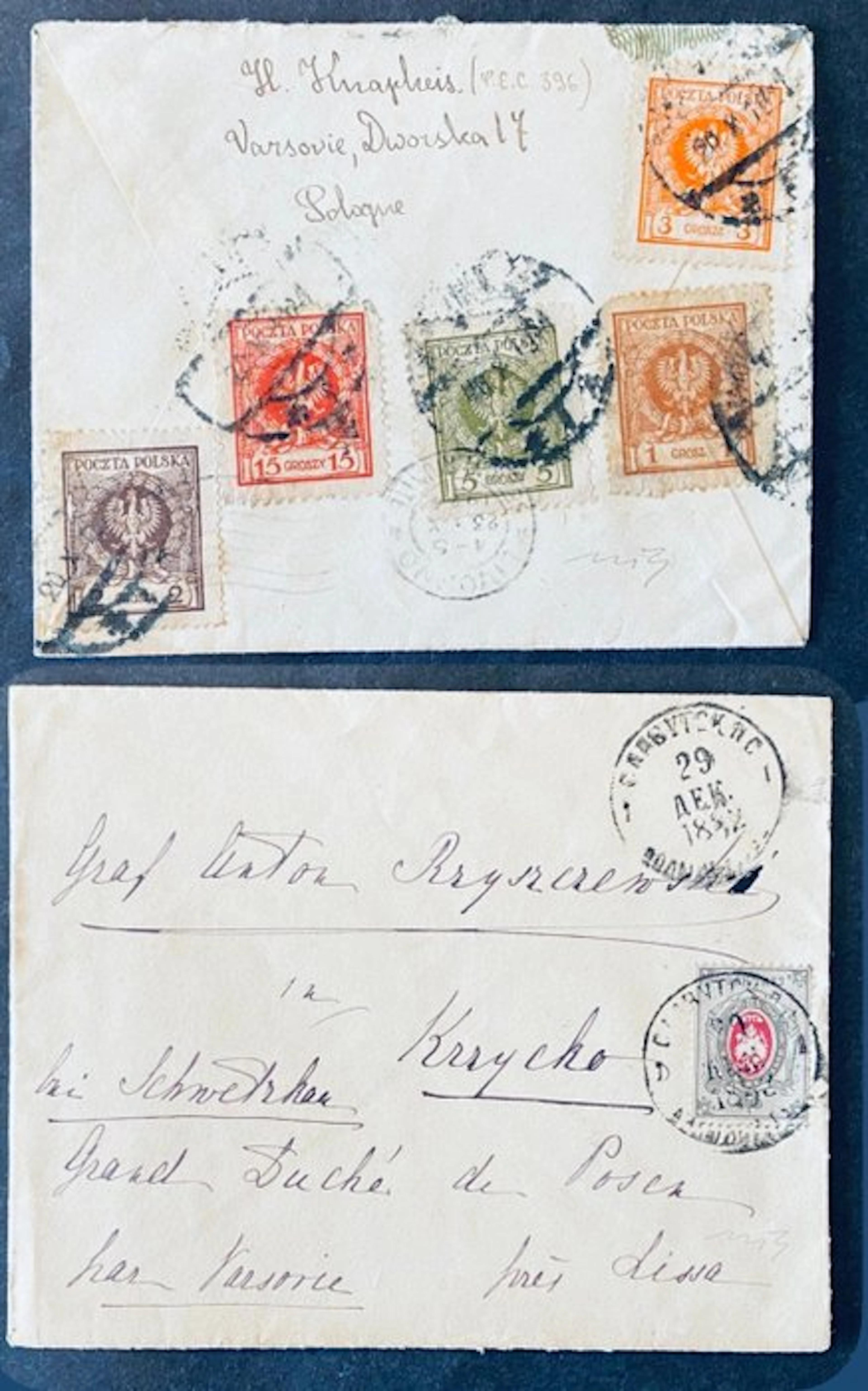 Poland 1880/1921 - Poland 1880–1921 lot: 2 fine letters