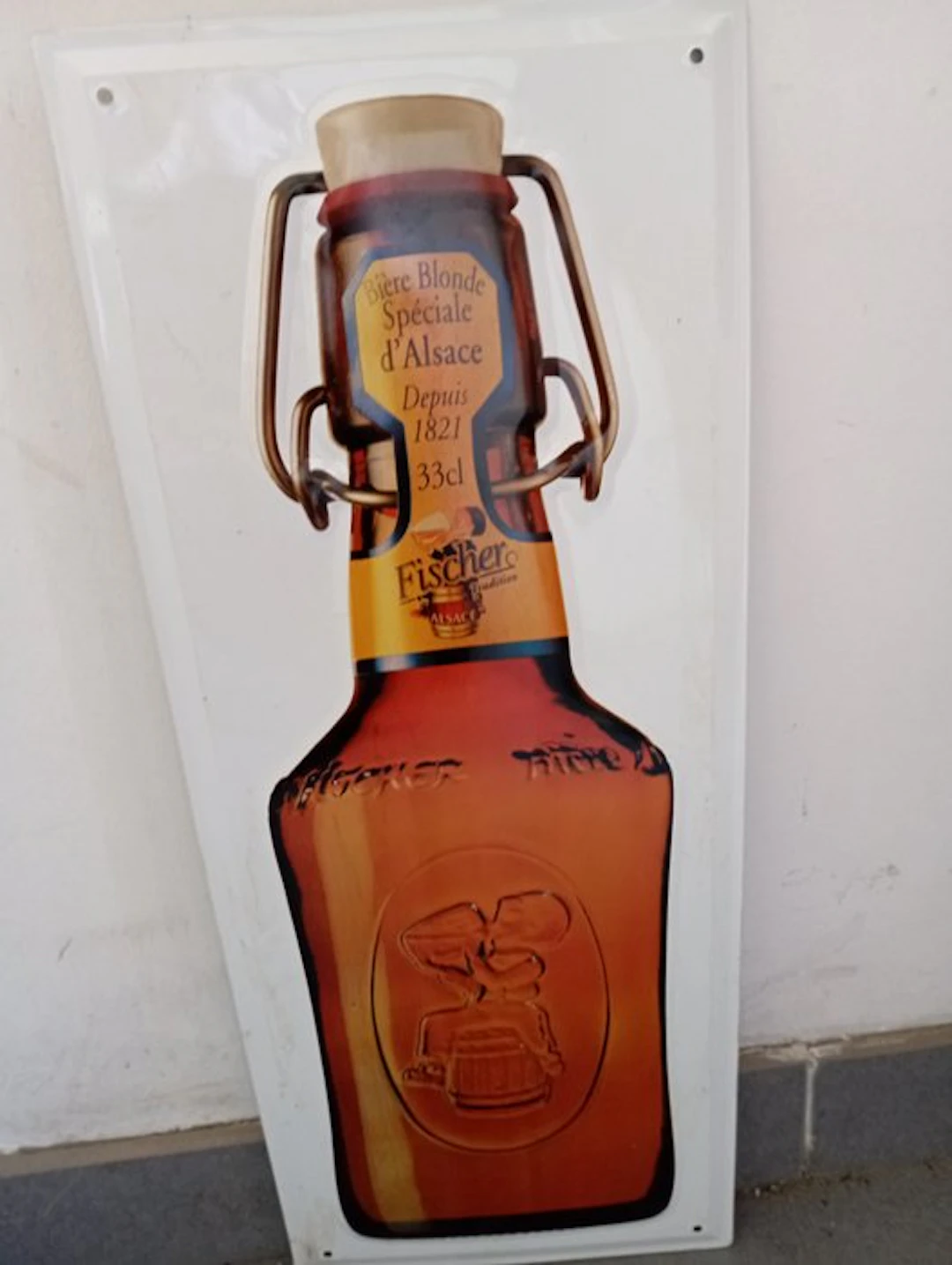 Advertising space for Fischer Blonde Beer - Bière Fischer - Enamel