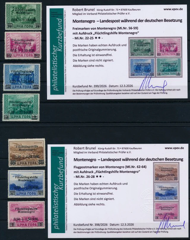German occupation of Montenegro 1944 - Airmail stamps...