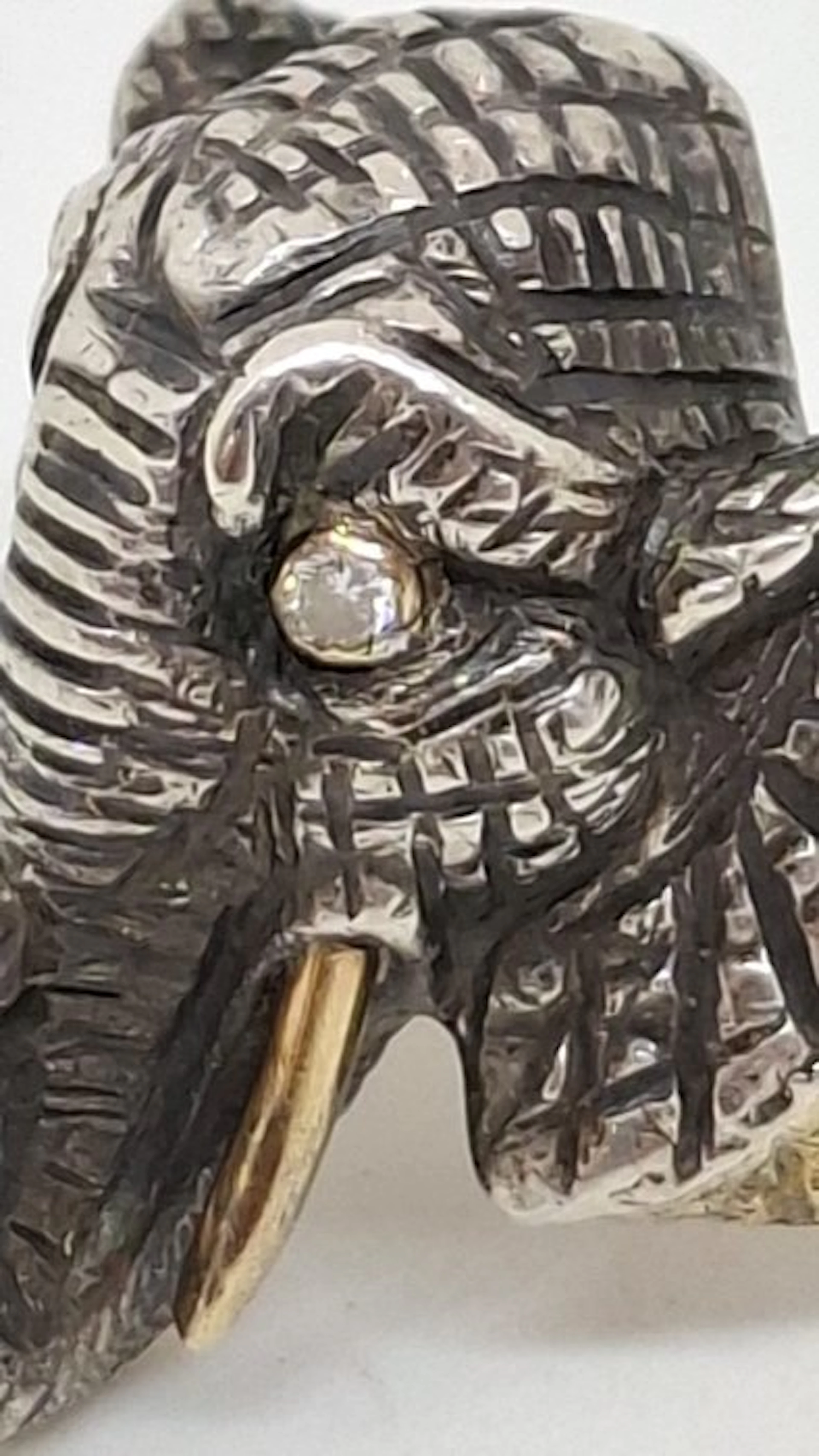 de'Nobili - Ring - Elephant - 18 kt. Yellow gold, Silver Diamond (Natural)