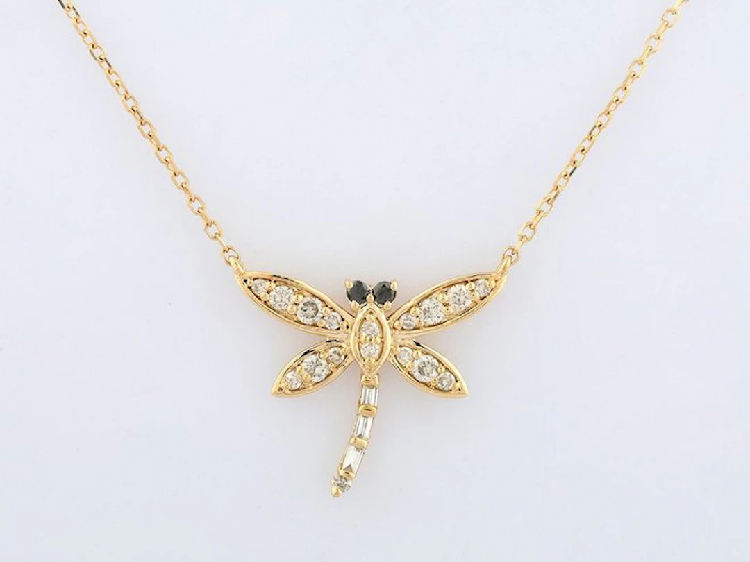 Necklace with pendant - 14 kt. Yellow gold - 0.24ct. tw. Diamond (Natural)