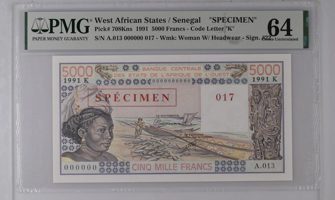 West African States, Senegal. - 500 Francs - 1991 - Specimen - Pick 708Kns