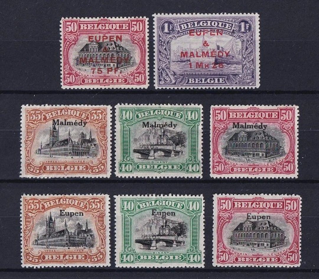 Belgium 1920 - Occupation stamps EUPEN & MALMEDY with...